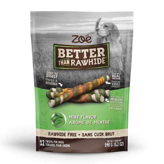 Zoe Better Than Rawhide Twists for Dogs, BBQ Chicken Flavor, 12 Pack (5.2 oz)