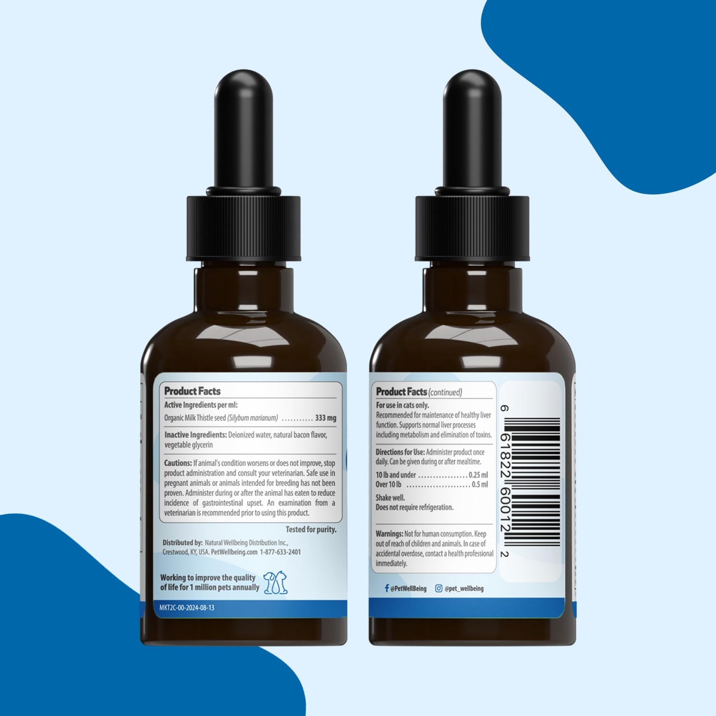 Pet Wellbeing Milk Thistle for Cats - Supports Liver Health, Healthy Detoxification, Antioxidant Support, Liver Cell Support, Silymarins - Herbal Supplement 2 fl oz (59 ml)