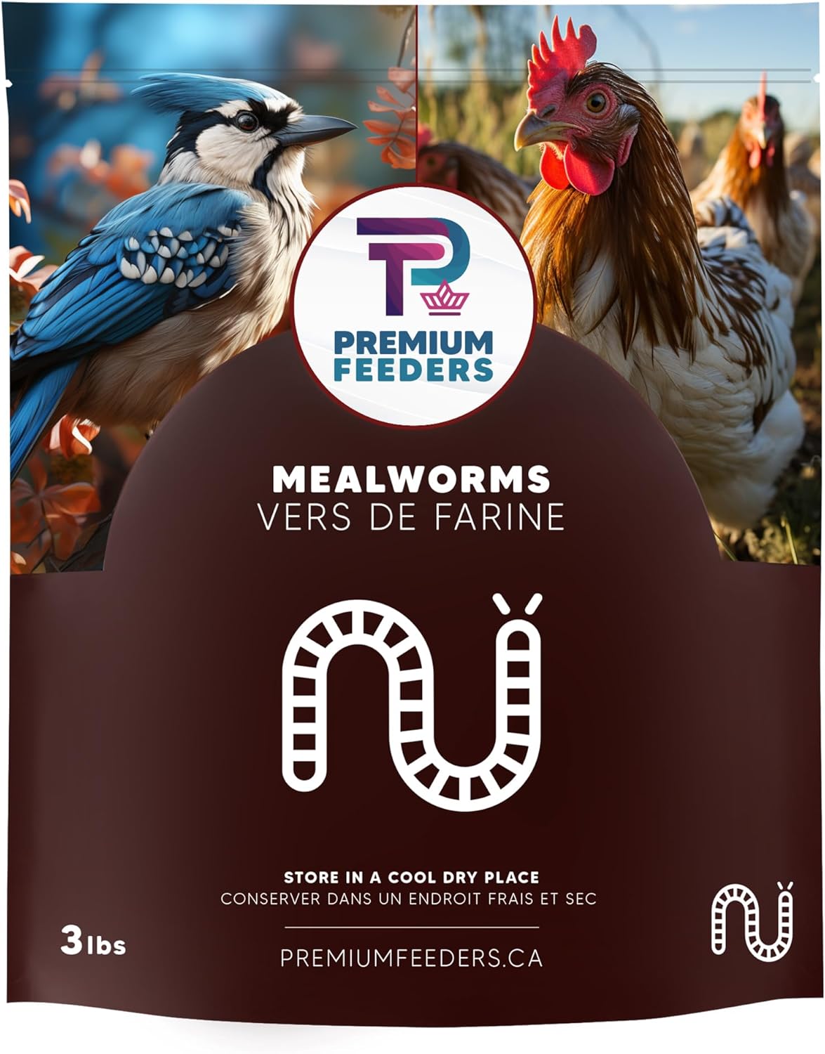 3LB - MEALWORMS by Premium Feeders – Approx 48000+ Dried Mealworms - Chicken & Bird Feed - Meal Worms Treats - High Protein – Mealworm for Chickens, Wild Birds, Hens, Rat, Fish, Hedgehog & Hamster
