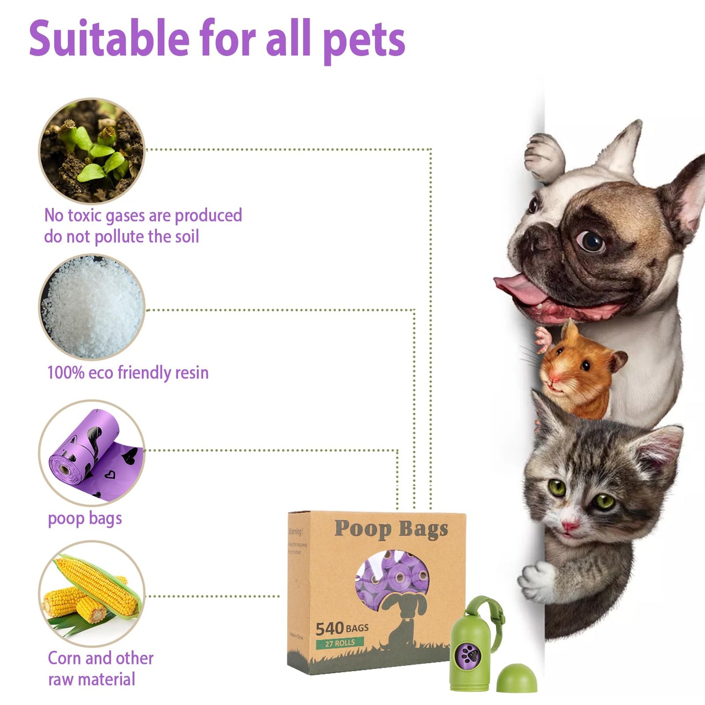 Yingdelai Dog Poop Bags, 540 Counts Poop Bags Leak-Proof Dog Waste Bags with 1 Dispenser Poop Bags for Dogs|Doggy (Scented)