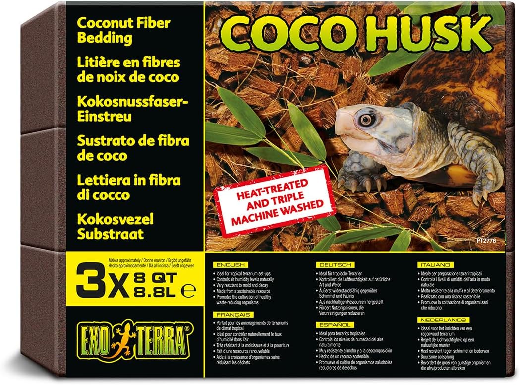 Exo Terra Substrat de coco Husk pour reptile – 3 briques x 8 l (lot de 1) - Furr-Reel