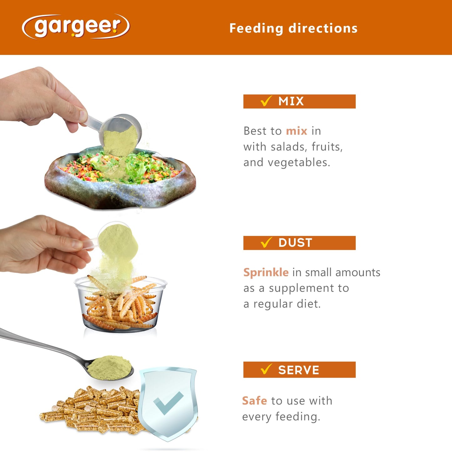 Gargeer Bearded Dragon Salad Topper: Supercharge Healthy Diet Supplement - Essential Nutrition Care Blend for Strength & Robust Immune System in Juvenile & Adult Dragons 2oz, Made in The USA. Enjoy!