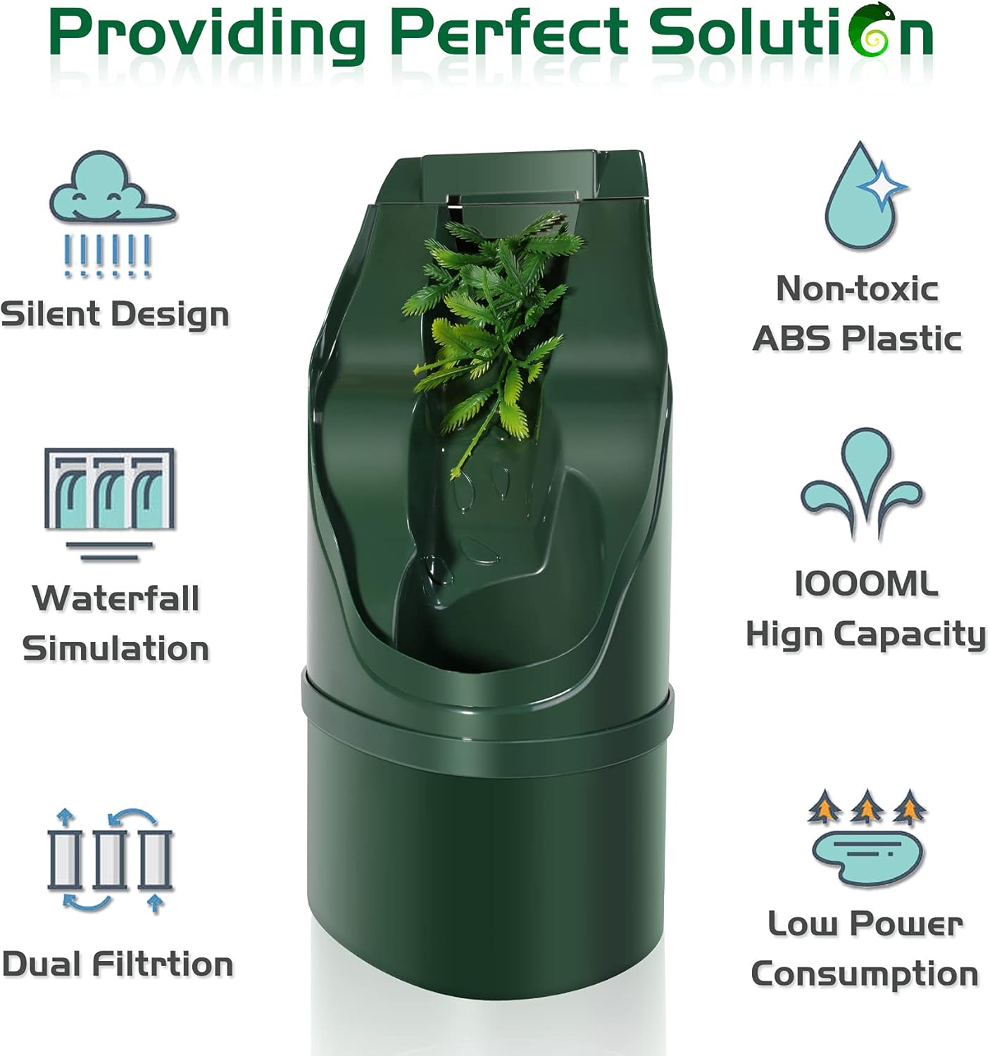 Reptile Chameleon Cantina Drinking Fountain Water dripper Comes with Feeding Tongs and Frosted Tweezer for Amphibians Insects Lizard Turtle Snake Spider Frog Gecko Furr-Reel