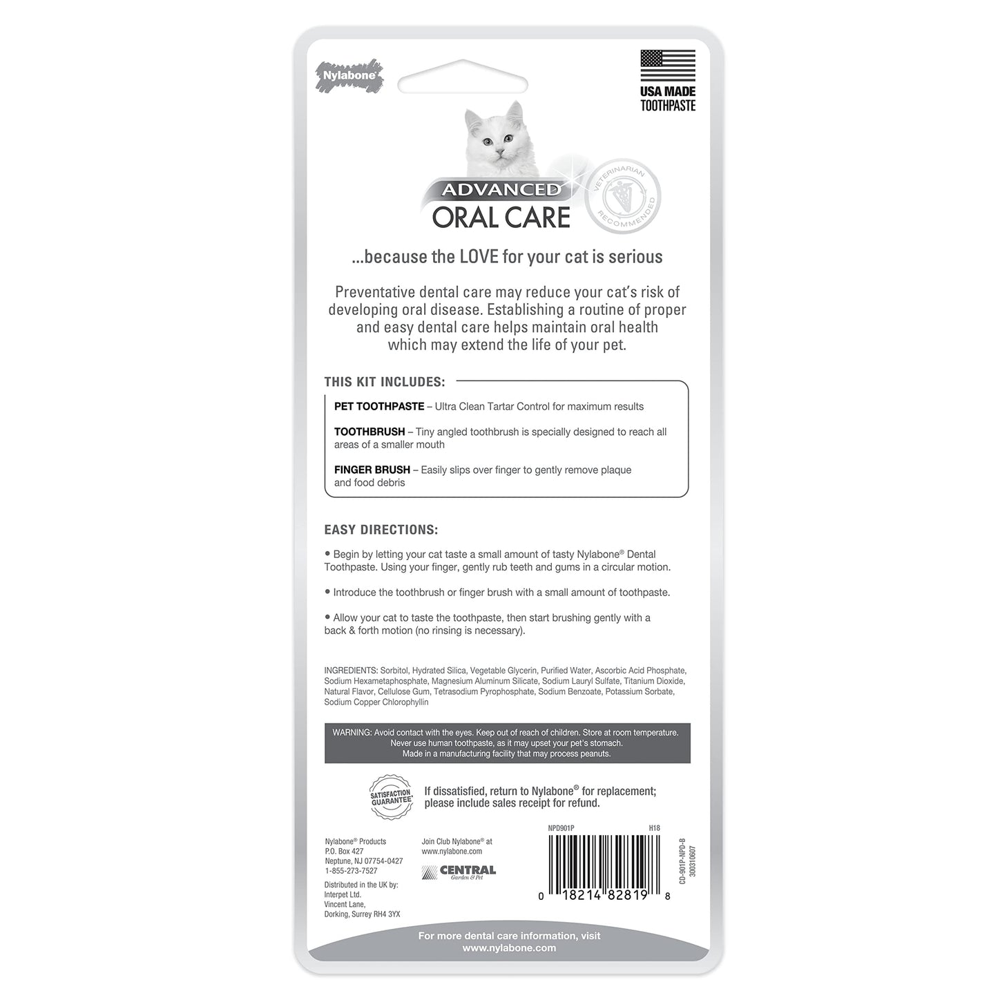 Nylabone Advanced Oral Care Cat Dental Kit Original (3 Count)