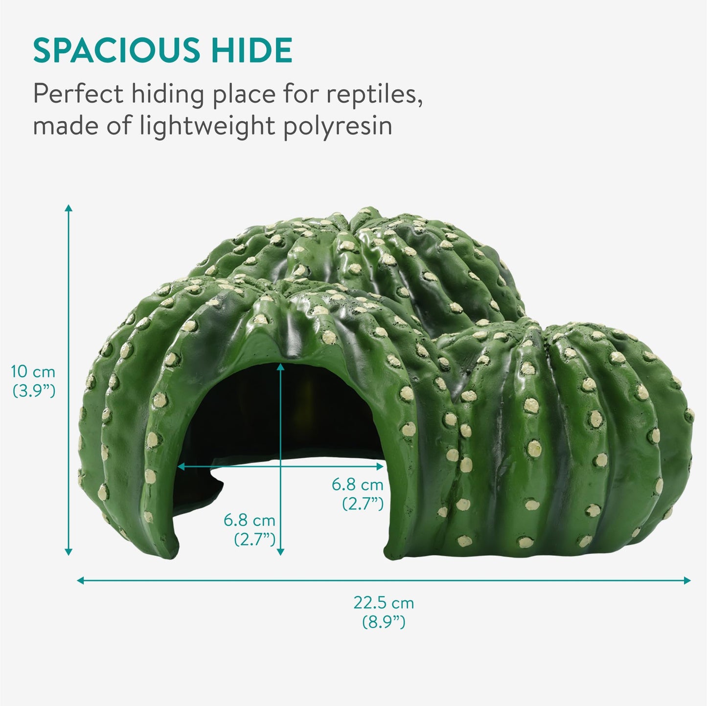 Navaris Cactus Shaped Reptile Hide Out - Reptile Accessories for Leopard Gecko, Snake, Tortoise, and More - Unique Hideout for Vivarium Decorations - Furr-Reel