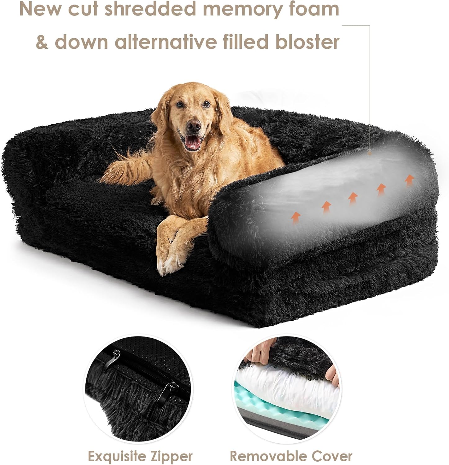 EHEYCIGA Foldable XXL Dog Bed, 54"x38"x7.5" Memory Foam Orthopedic Dog Couch for Extra Large Dogs, Calming Waterproof Pet Sofa with Washable Cover, Human Dog Bed for Kids, Dark Grey - Furr-Reel