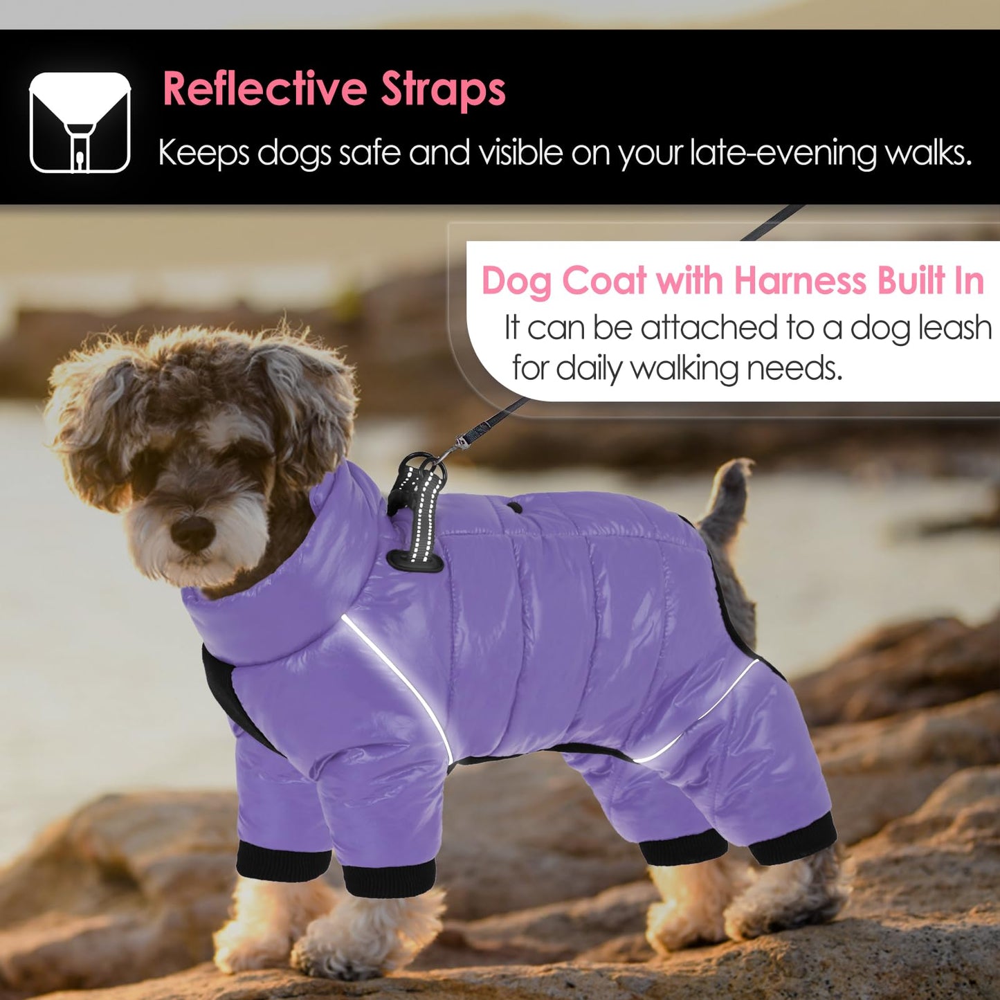 AOFITEE Dog Coat, Waterproof Dogs Jacket for Winter, Warm Fullbody Small Dog Snowsuit, Winter Coat for Small Dogs, Zip Up Pet Puffer Jacket Fleece Vest, Reflective Pet Snow Jackets, Christmas Red Furr-Reel