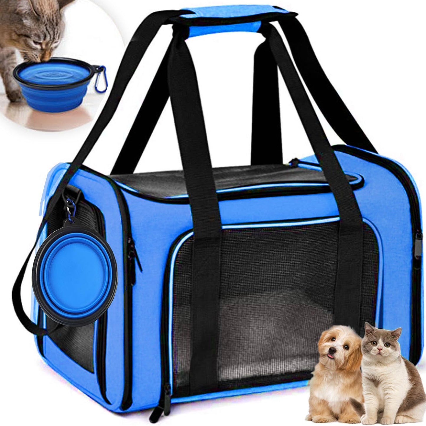 Pet Carrier Airline Approved,Soft Sided Cat Carrier New Upgraded Small Dog Carrier with Lockable Zippers,Breathable Pet Carrier,Dog Carrier for Small Medium Cats Furr-Reel