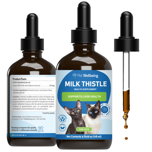 Pet Wellbeing Milk Thistle for Cats - Supports Liver Health, Healthy Detoxification, Antioxidant Support, Liver Cell Support, Silymarins - Herbal Supplement 2 fl oz (59 ml)