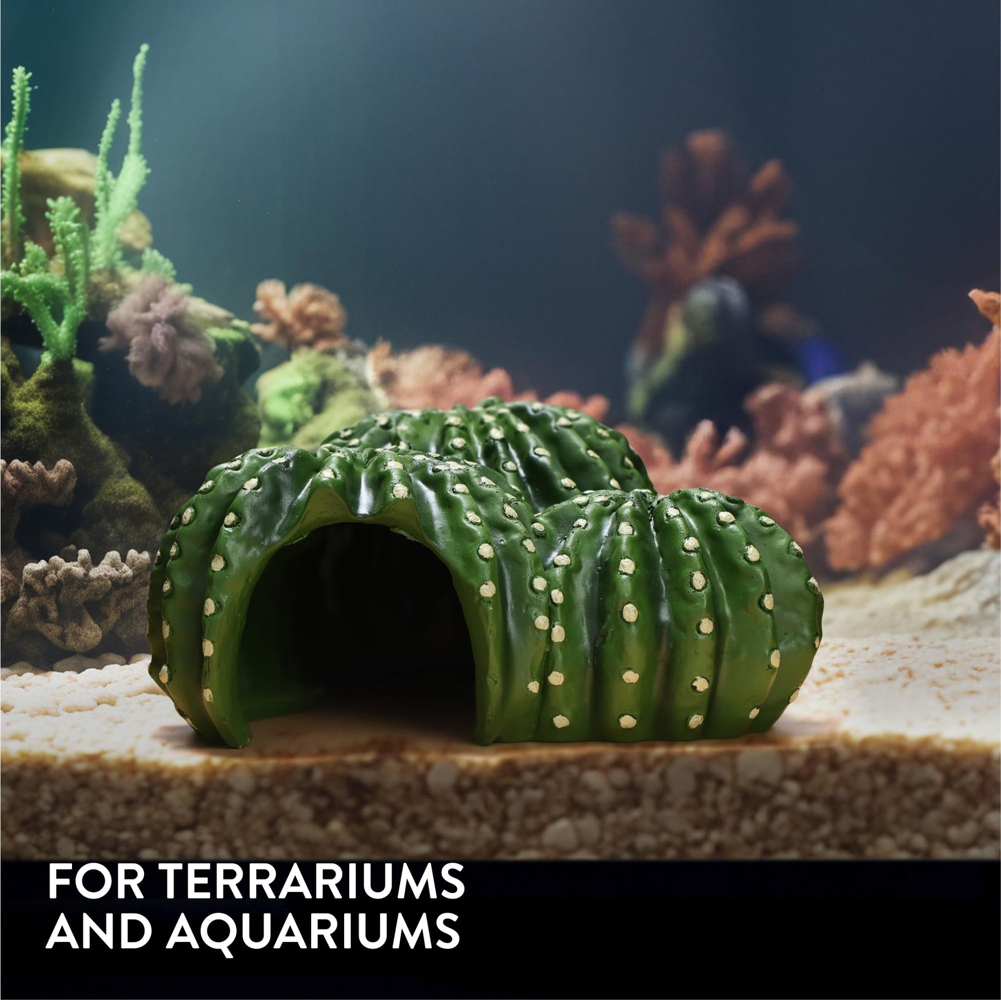 Navaris Cactus Shaped Reptile Hide Out - Reptile Accessories for Leopard Gecko, Snake, Tortoise, and More - Unique Hideout for Vivarium Decorations - Furr-Reel
