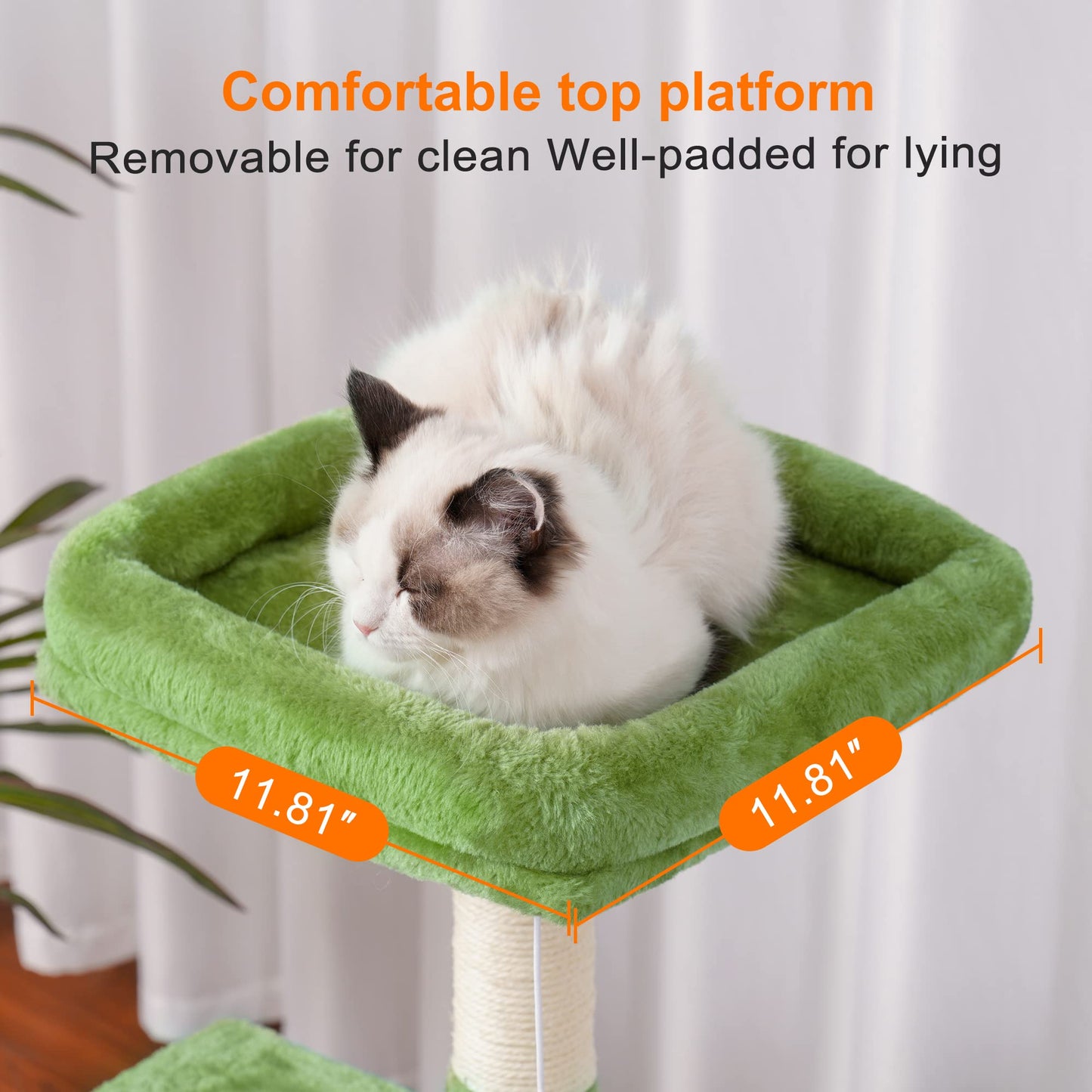 Heybly Cat Tree with Toy, Cat Tower condo for Indoor Cats, Cat House with Padded Plush Perch, Cozy Hammock and Sisal Scratching Posts, Light Gray HCT004SW