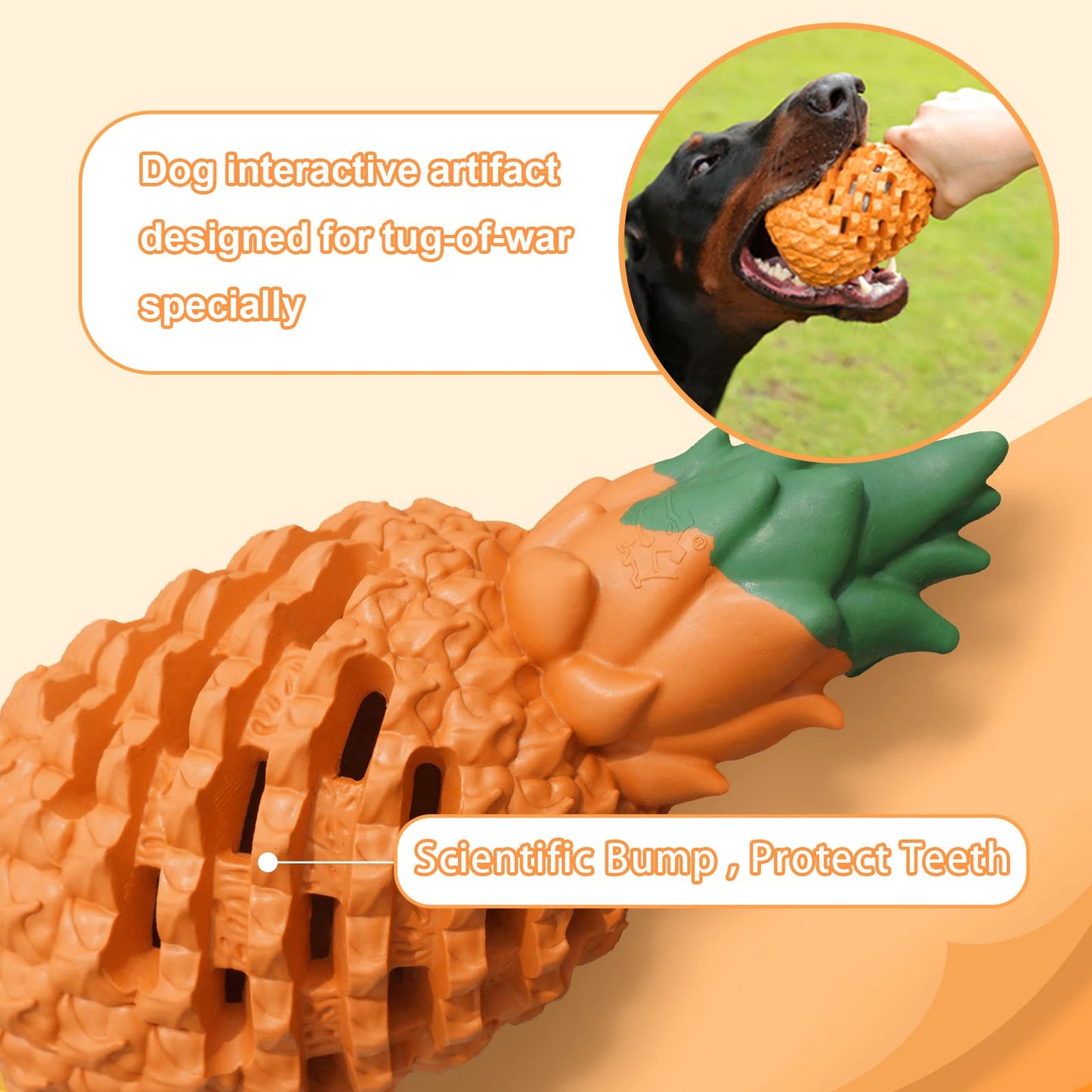 PETOPIA Dog Toys for Aggressive Chewers,Pineapple Dog Chew Toys,Indestructible Dog Toys for Aggressive Chewers,Tough Durable Large Dogs