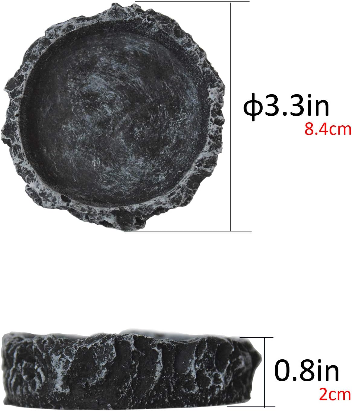 2 Pack Reptile Water and Food Bowls, Feeding Dish for Leopard Gecko, Lizard, Spider, Scorpion, Chameleon - Breadworm Feeding (2Pcs Round)