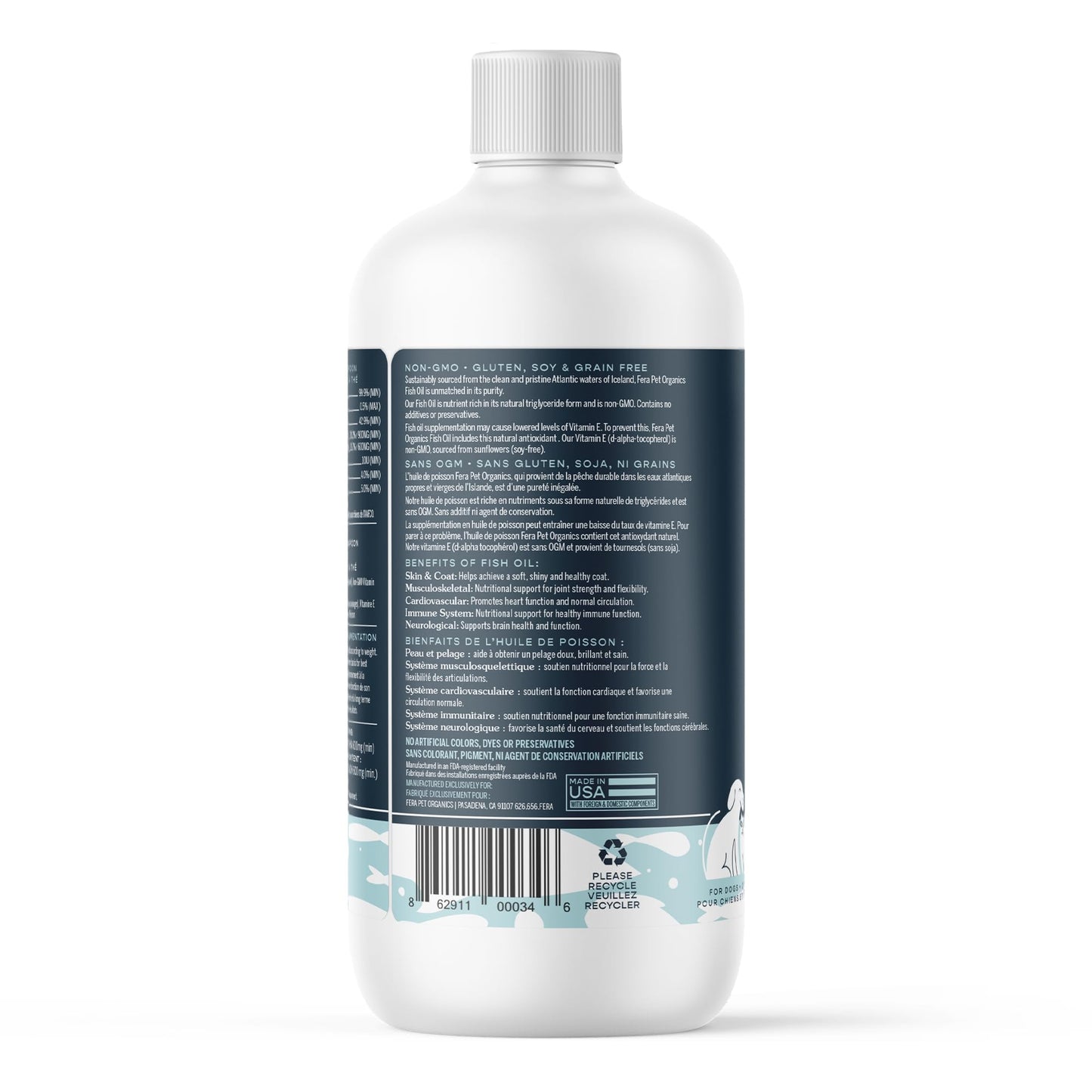 Fera Pets Fish Oil for Dogs & Cats – 16oz, 96 Servings – Vet Created - Liquid Fish Oil with Wild-Caught Fish -for Pet’s Skin, Immune & Brain Function