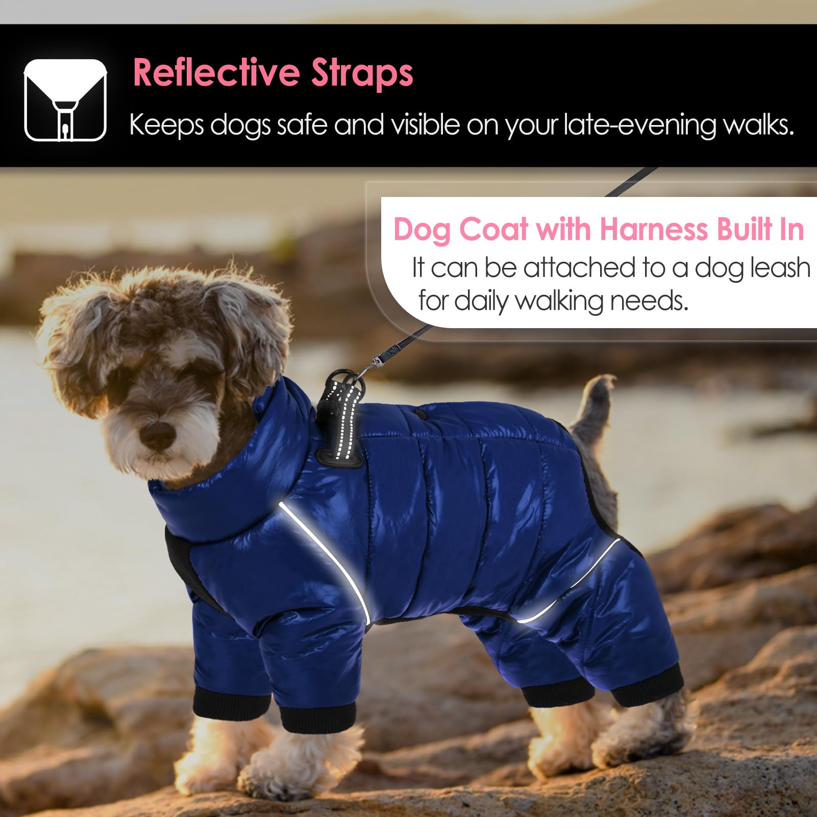 AOFITEE Dog Coat, Waterproof Dogs Jacket for Winter, Warm Fullbody Small Dog Snowsuit, Winter Coat for Small Dogs, Zip Up Pet Puffer Jacket Fleece Vest, Reflective Pet Snow Jackets, Christmas Red Furr-Reel