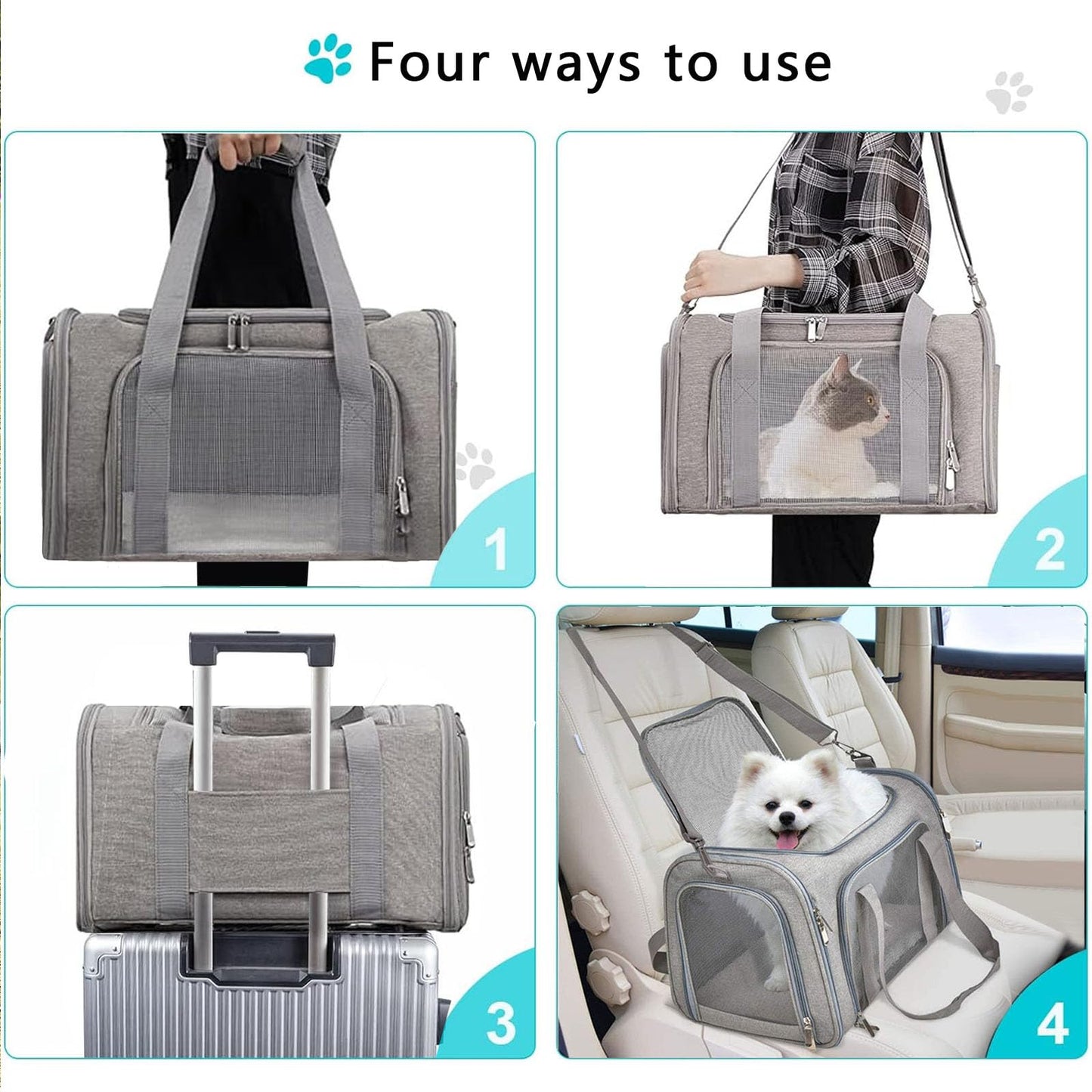 Pet Carrier Airline Approved,Soft Sided Cat Carrier New Upgraded Small Dog Carrier with Lockable Zippers,Breathable Pet Carrier,Dog Carrier for Small Medium Cats Furr-Reel