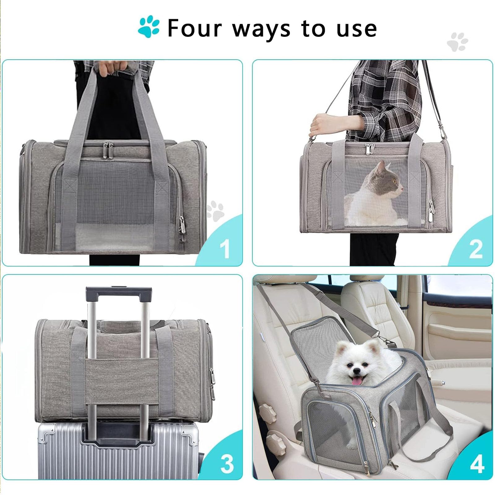 Pet Carrier Airline Approved,Soft Sided Cat Carrier New Upgraded Small Dog Carrier with Lockable Zippers,Breathable Pet Carrier,Dog Carrier for Small Medium Cats Furr-Reel