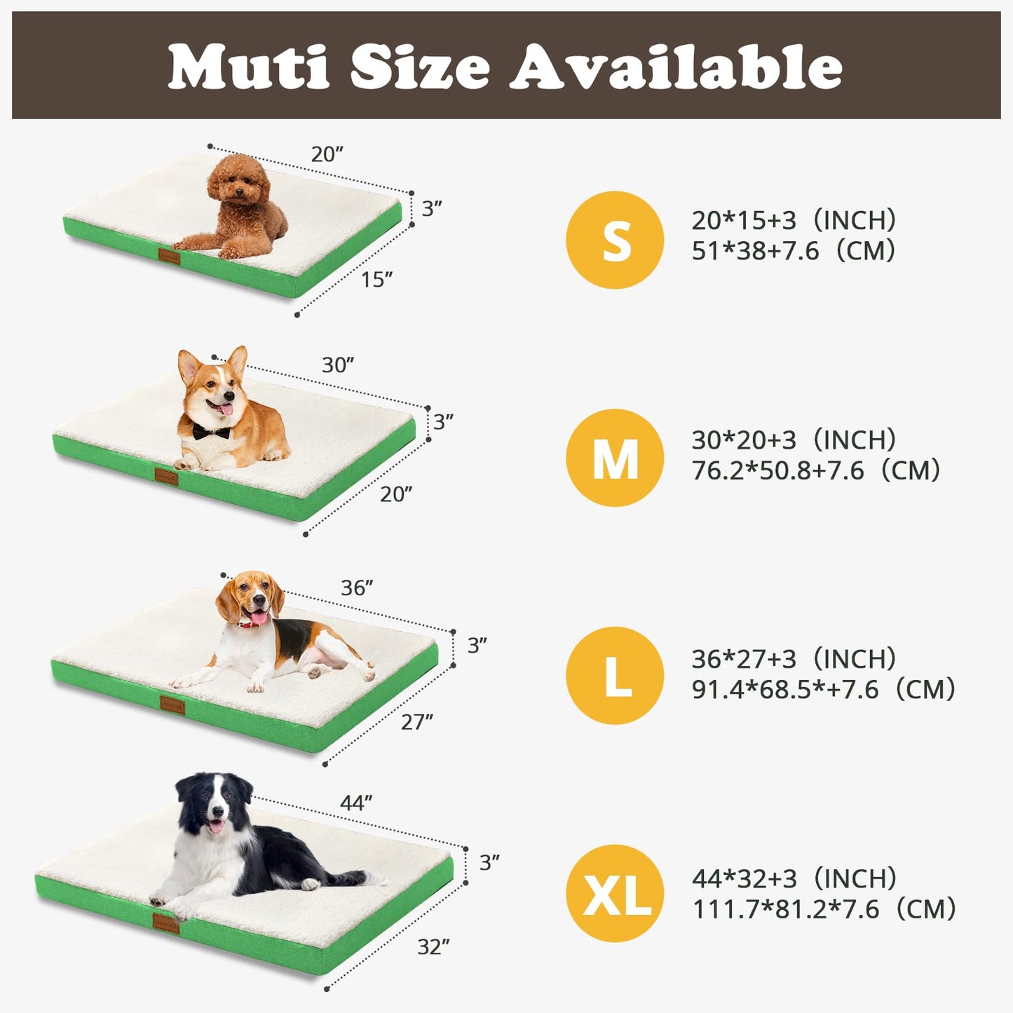 JOLLYVOGUE Dog Bed Large, Orthopedic Dog Bed Support Egg Crate Foam Dog Beds, Soft & Cozy Pet Bed Mat with Removable Washable Cover (Large, Dark Grey, Up to 75 lbs)