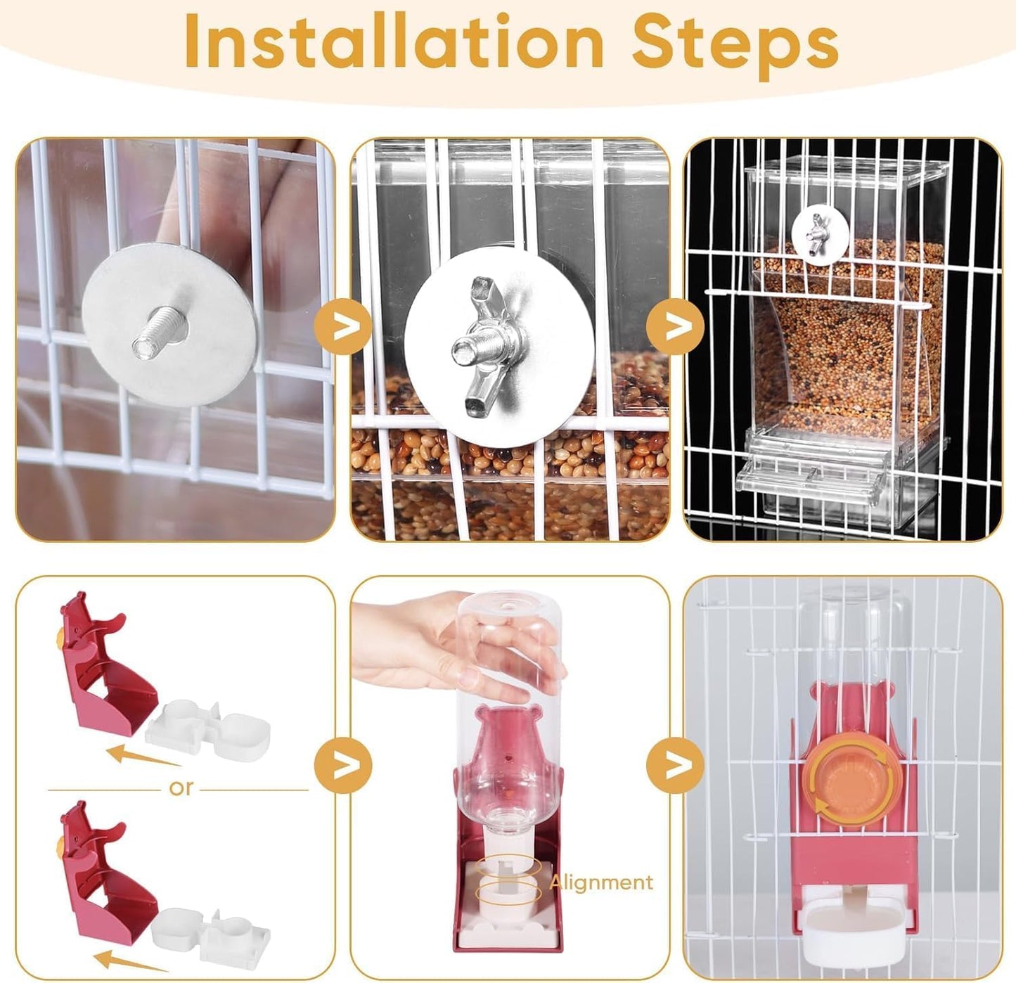 Transparent Acrylic Automatic Bird Feeder for Cage and Bird Water Dispenser, No Mess Bird Feeder, Parakeet Seed Container Food Feeder Drinker for Parrot Feeder Cage Accessories, Cockatiel Canary