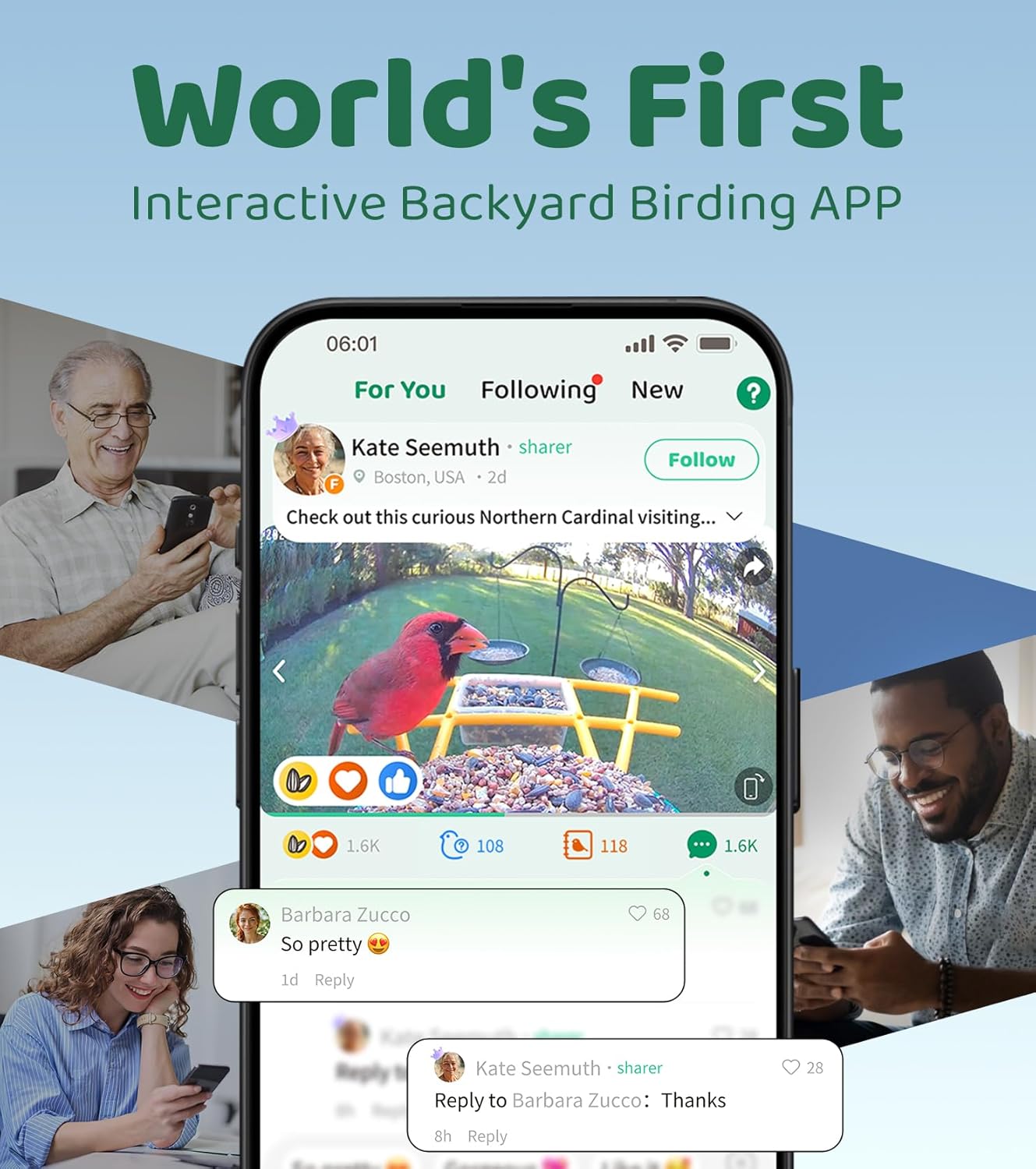 HIXX® Smart Bird Feeder Camera, Lifetime Free AI Bird ID Bird Feeder for Outdoors with Solar Panel, Auto Bird Video Capture & Instant Notifications, Birdwatching Camera with Feeder for Bird Lovers