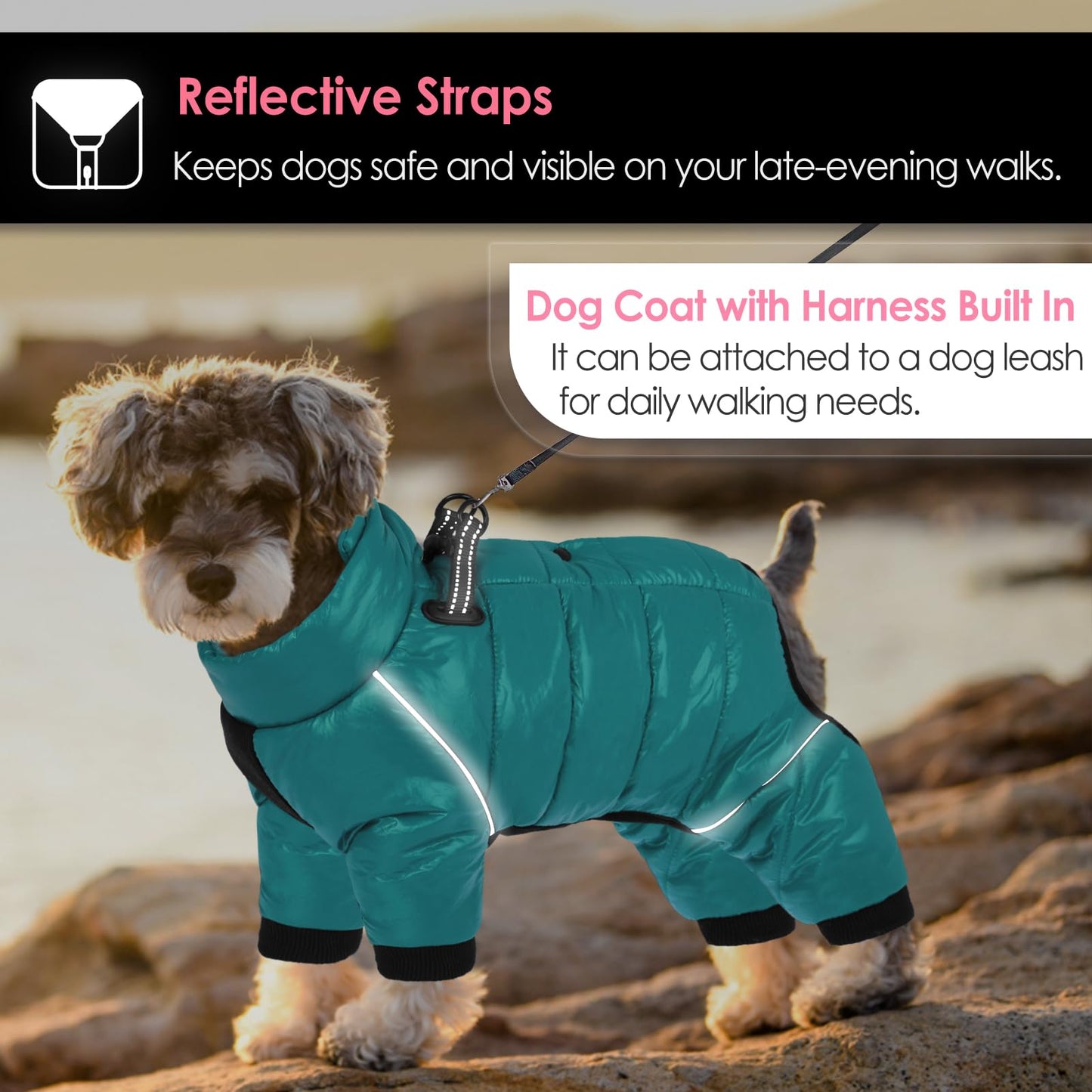 AOFITEE Dog Coat, Waterproof Dogs Jacket for Winter, Warm Fullbody Small Dog Snowsuit, Winter Coat for Small Dogs, Zip Up Pet Puffer Jacket Fleece Vest, Reflective Pet Snow Jackets, Christmas Red Furr-Reel