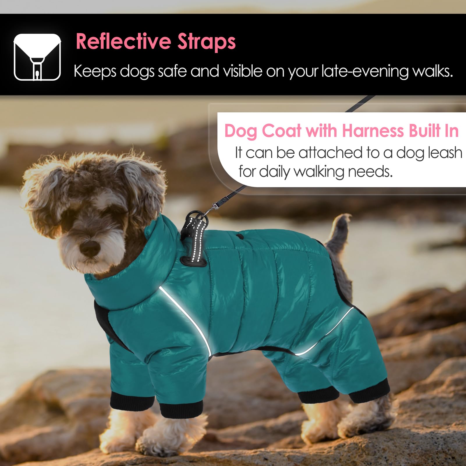 AOFITEE Dog Coat, Waterproof Dogs Jacket for Winter, Warm Fullbody Small Dog Snowsuit, Winter Coat for Small Dogs, Zip Up Pet Puffer Jacket Fleece Vest, Reflective Pet Snow Jackets, Christmas Red Furr-Reel