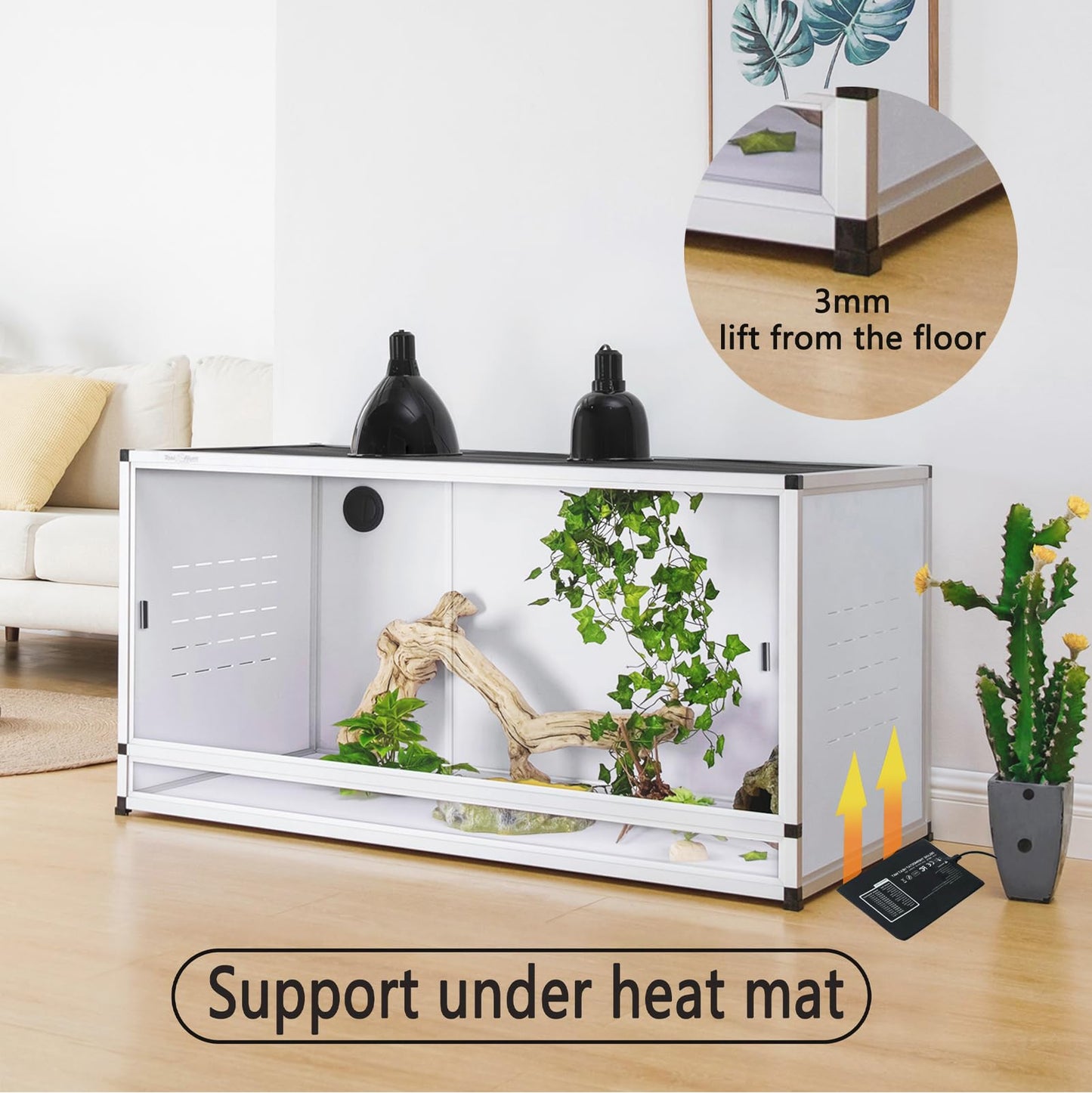 Reptile Terrarium 120 Gallon 4x2x2FT Large PVC Enclosure Breeding Tank for Bearded Dragon Gecko Lizard Snake, Wide Breeding Lounge Vivarium Suit for Juvenile to Adult Reptiles - Furr-Reel