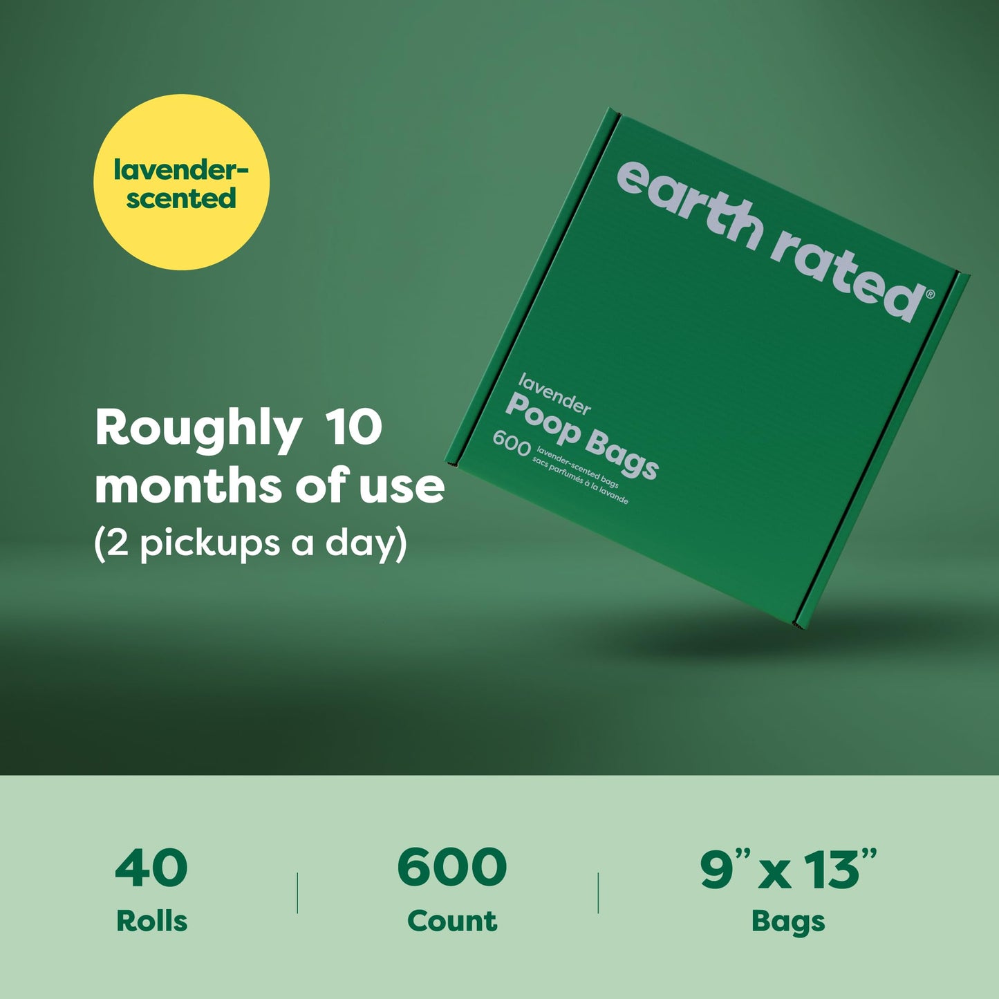 Earth Rated (A Canadian Company), Poop Bags for Dogs, Guaranteed Leak Proof and Extra Thick Waste Bag Refill Rolls, Lavender Scented, 270 Count