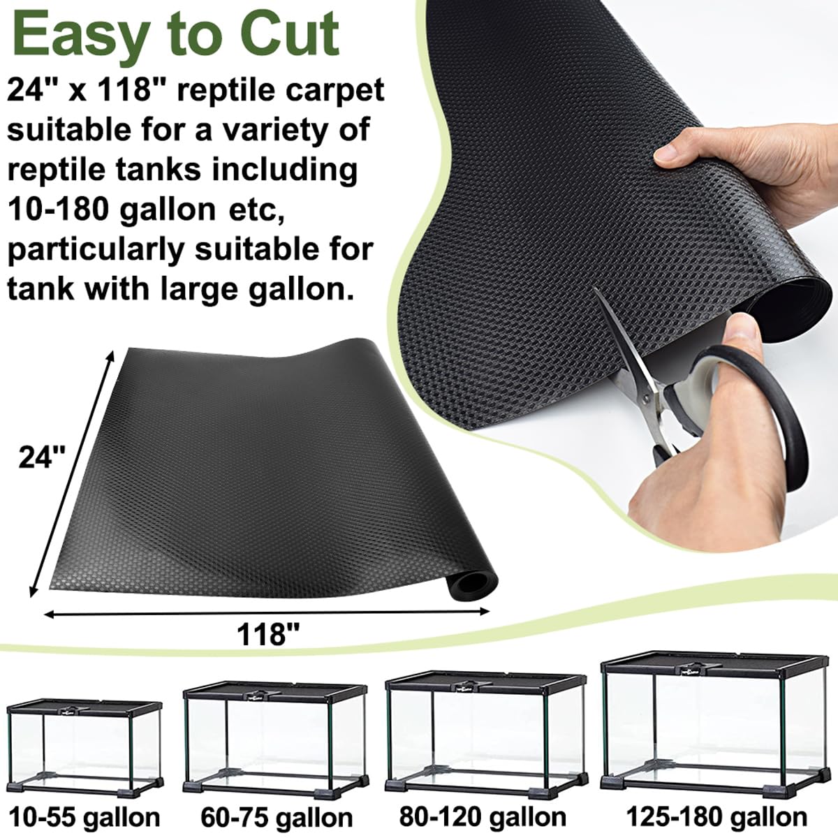 TCYPUHL Reptile Carpet, Reptile Mat, Bearded Dragon, Leopard Gecko Substrate,Bearded Dragon Tank Flooring, Snake,Tortoise Bedding, Bearded Dragon Tank Accessories (18"X 79", 1 PCS)