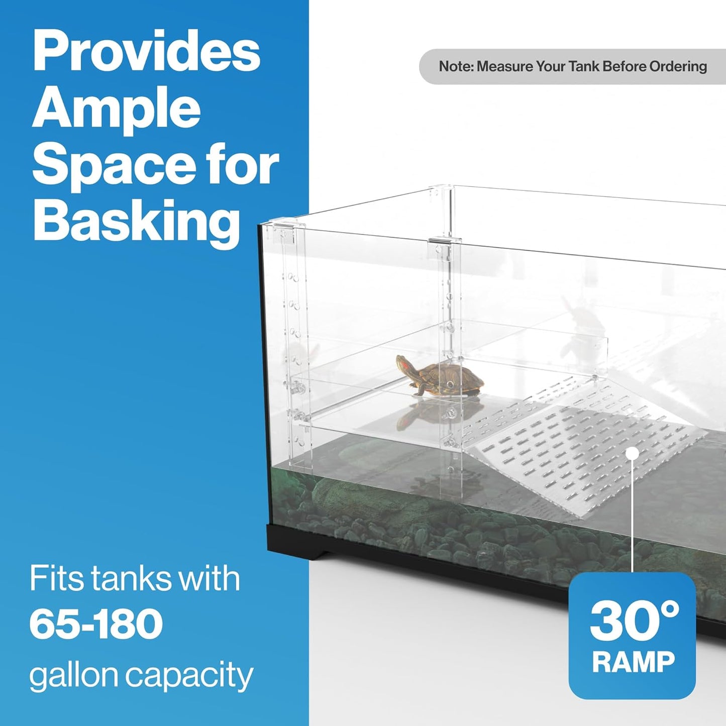 Extra Large Wide Hanging Turtle Basking Platform - 17"x16" Aquatic Reptile Ramp Dock with Foot Grips, Adjustable, Ideal for 65+ Gallon Tanks or Larger