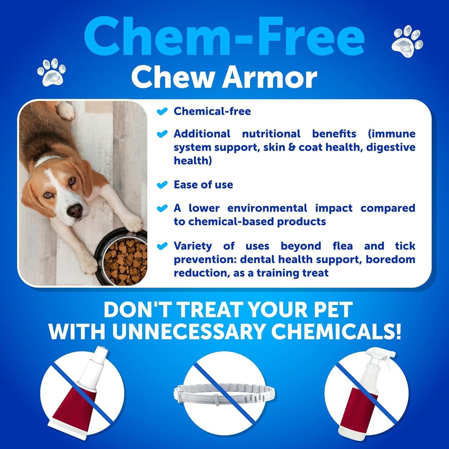 Flea and Tick Prevention for Dogs Chewables - Natural Flea Treatment Control - Supplement for Large & Small Dogs with Vitamins - Immune Support Chews - Puppy Pest Defense Oral Pills - 120 Soft Treats