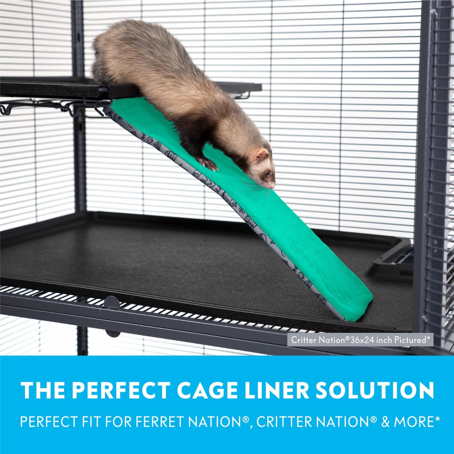 Paw Inspired® Doublure polaire ajustée pour cage de Ferret Nation/Critter Nation - Pour furets, rats, chinchillas, hérissons et autres petits animaux (gris, double unité)