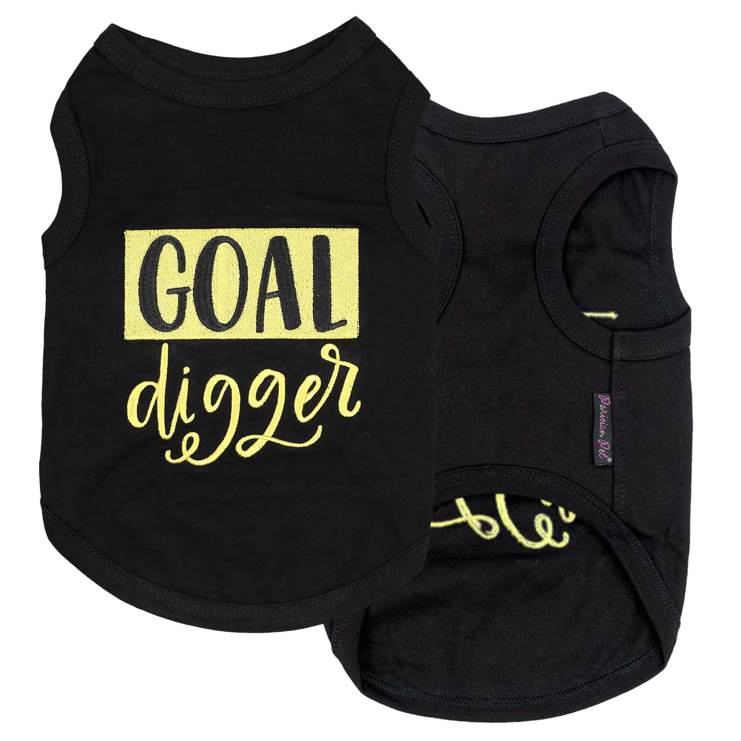 Parisian Pet Dog T-Shirt with Embroidered 'Security' Word - Black Dog Costume - 100% Cotton, Breathable Pet Clothes - Sleeveless Pet Vest - Machine Washable Dog Shirts for Medium Dogs - M