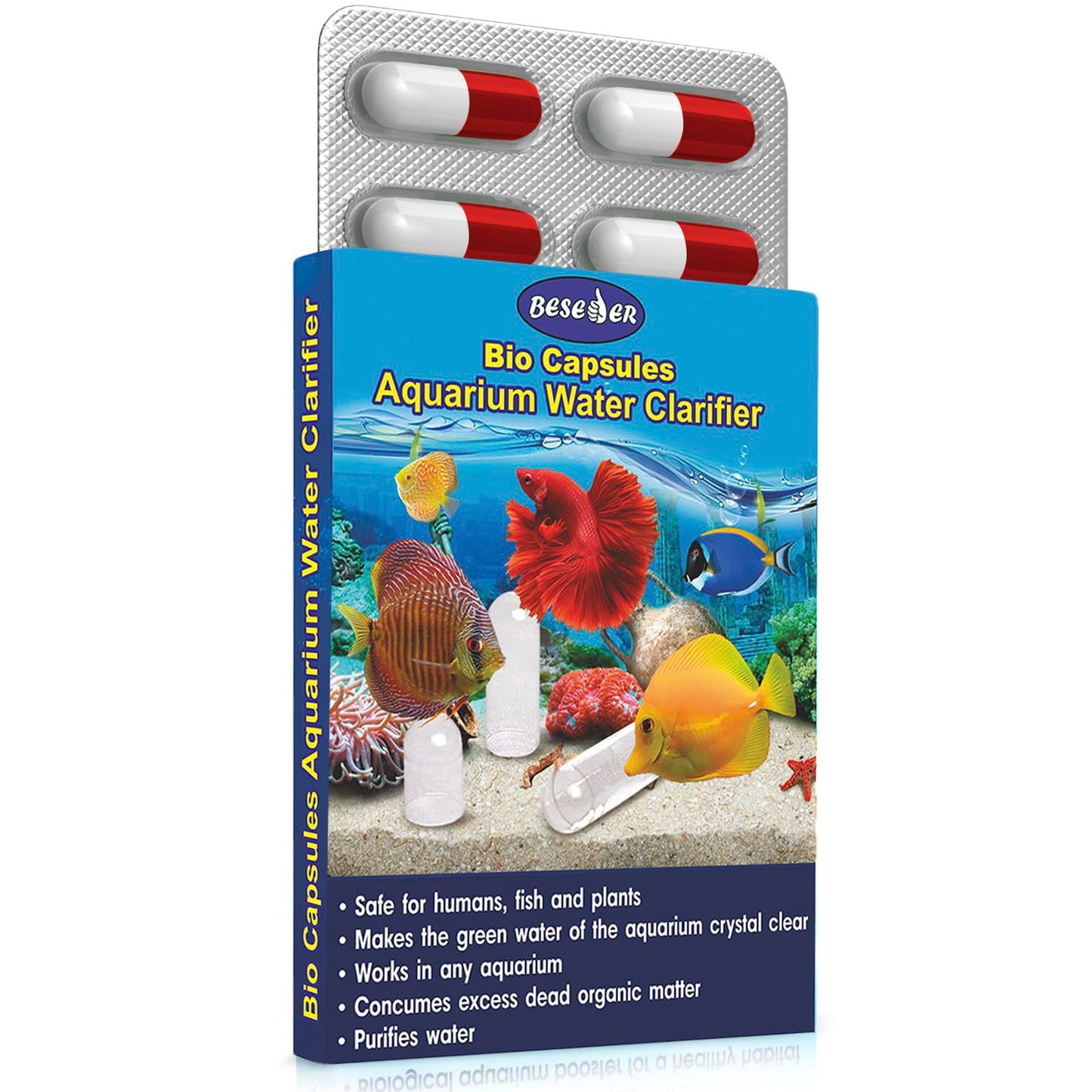 Beseder Nettoyant biologique pour aquarium Rend l'eau plus saine, réduit les nitrites et l'ammoniac pour des poissons heureux et beaucoup moins de nettoyage. Fournitures d'aquarium pour filtre