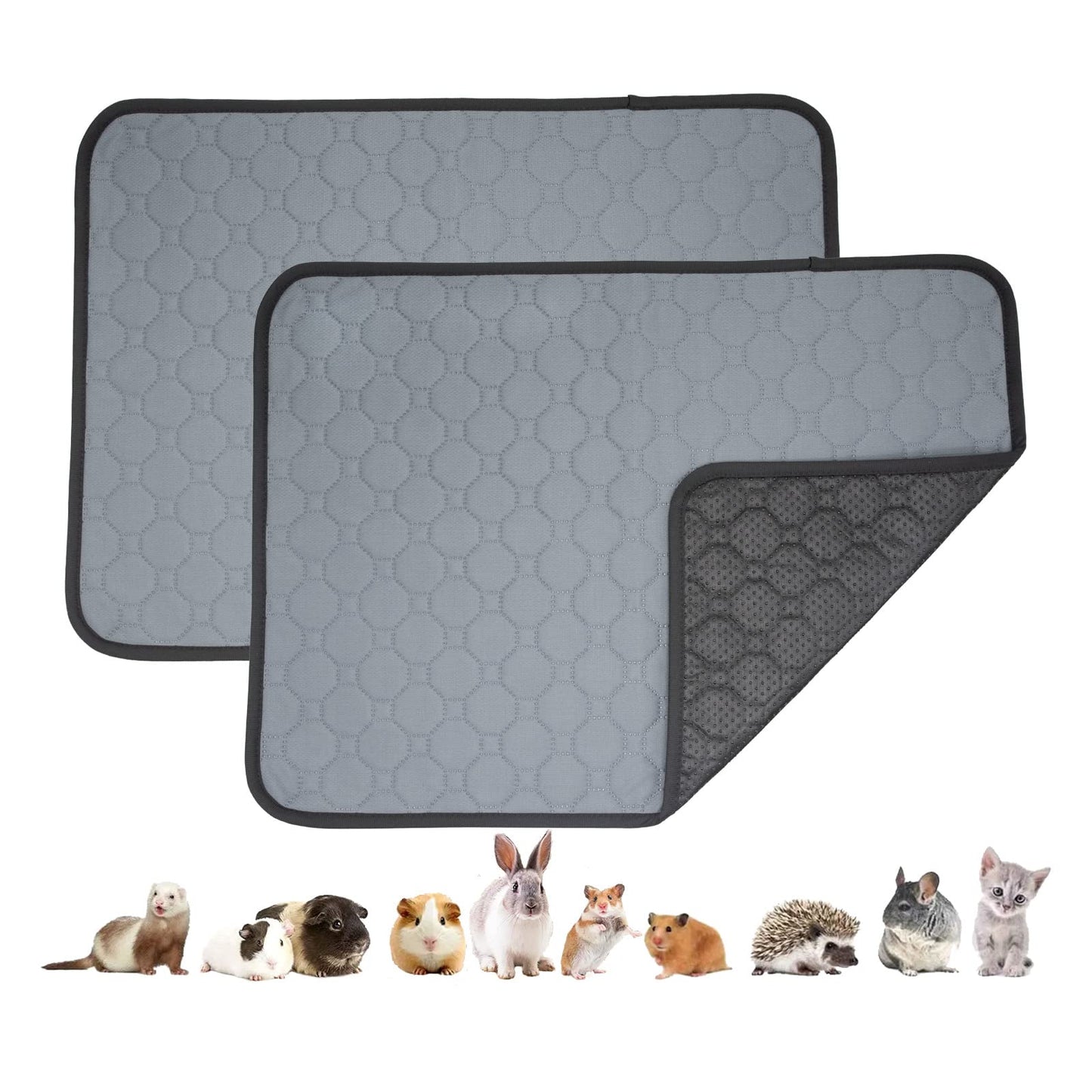 Fantperful Pet-Cage Liners-Mat Pee Pads-Bedding - for Guinea Pig Hamsters Chinchillas Bunny Rabbit Ferrets Rat Hedgehogs Small Cat Dog Puppies Small Mini Animal 2 Packs (S(13.77x19.68inch))