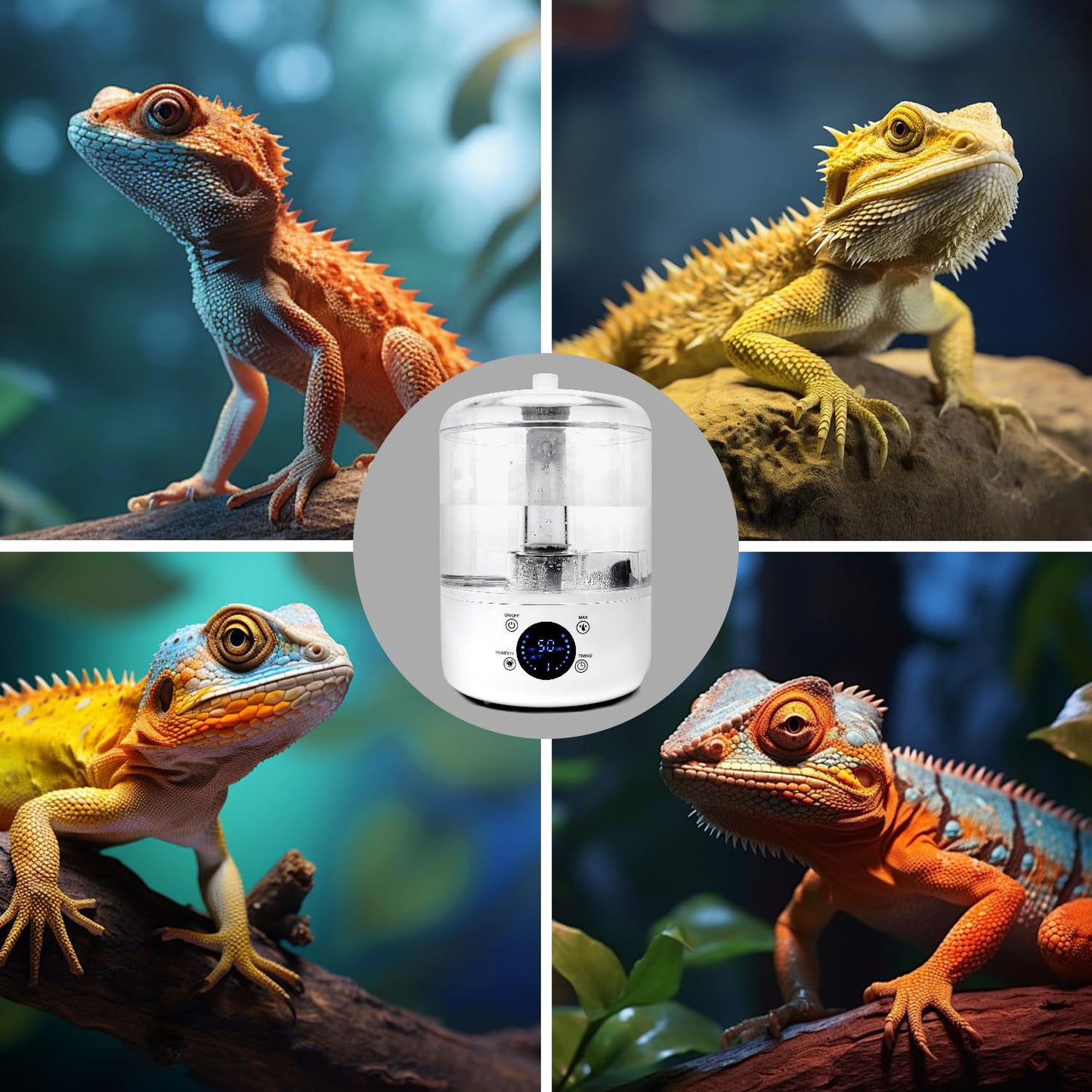4L Reptile Fogger Humidifier - Terrariums Fog Machine with Humidity Control Sensor, Timer & 3 Adjustable Mist Levels, Touch & Remote Control, Reptile Mister for Reptiles Amphibians Snake Herps Furr-Reel