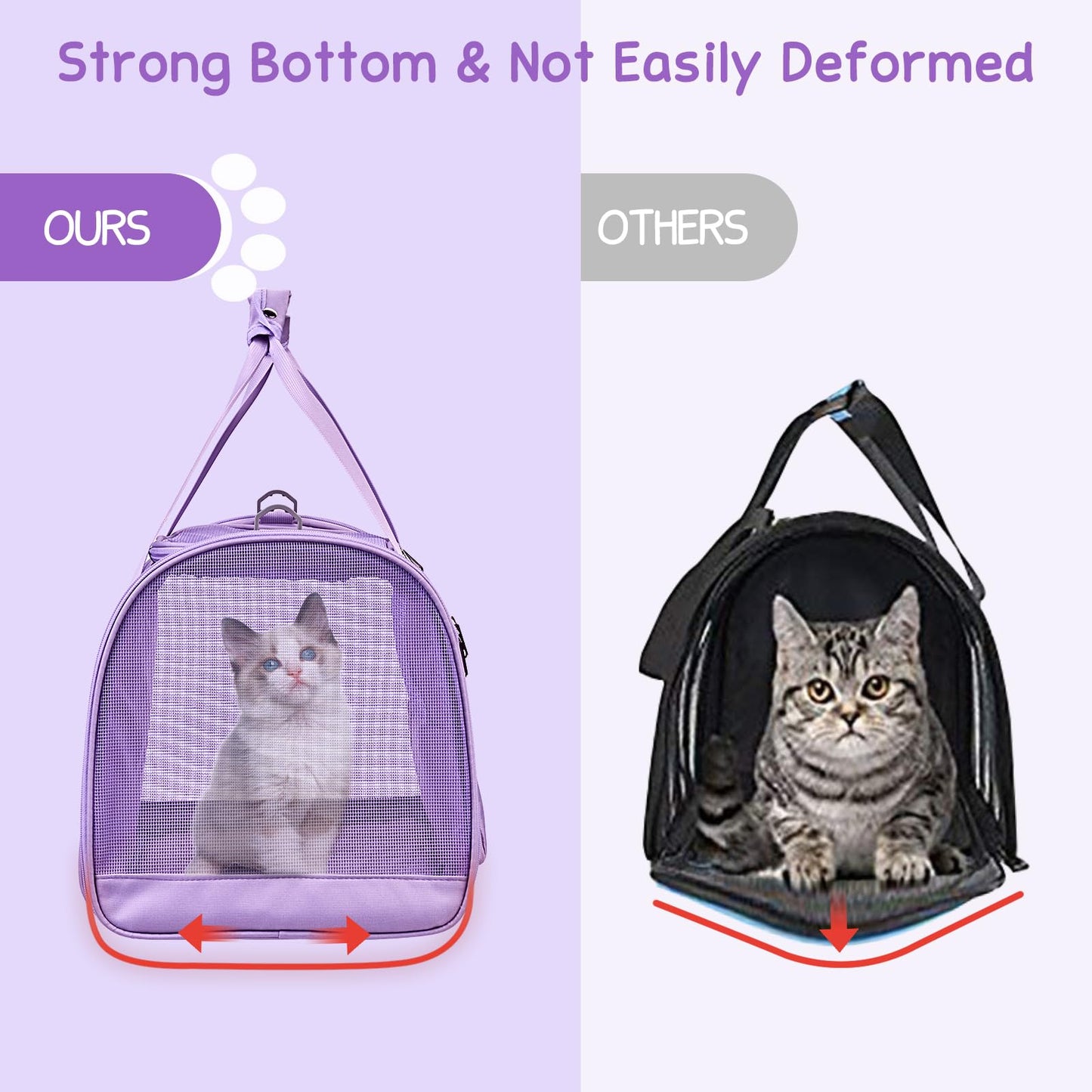 BurgeonNest Dog Carrier for Small Dogs and Large Cats Under 20 lbs, Medium Cats 25 lbs, and with Unique Side Bag,Top Load Pet Carrier Soft-Sided Escape Proof with 4 Ventilated Windows