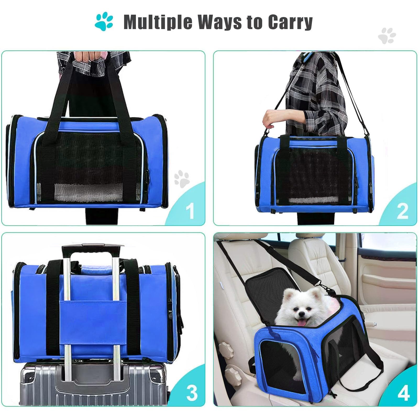 Pet Carrier Airline Approved,Soft Sided Cat Carrier New Upgraded Small Dog Carrier with Lockable Zippers,Breathable Pet Carrier,Dog Carrier for Small Medium Cats Furr-Reel