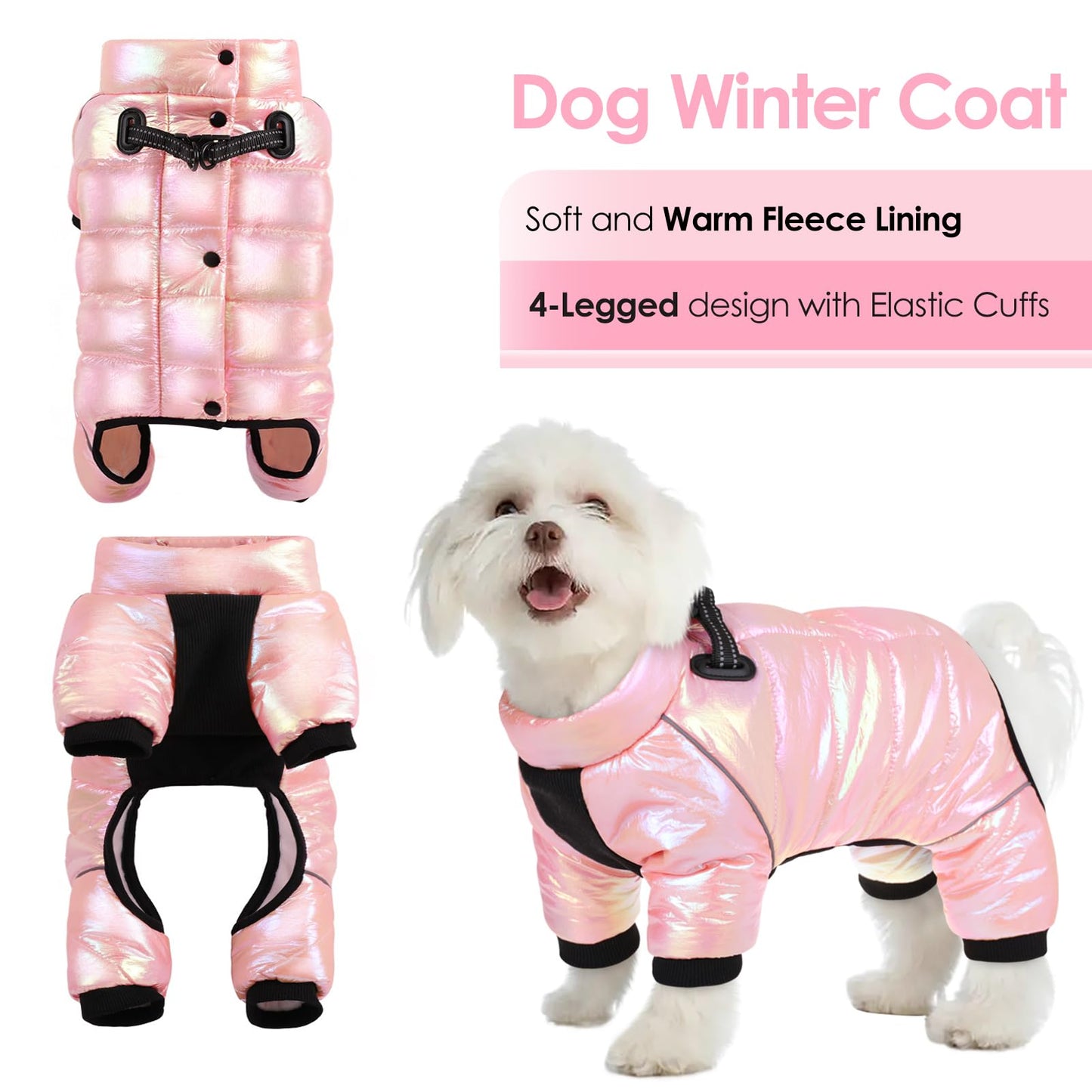 AOFITEE Dog Coat, Waterproof Dogs Jacket for Winter, Warm Fullbody Small Dog Snowsuit, Winter Coat for Small Dogs, Zip Up Pet Puffer Jacket Fleece Vest, Reflective Pet Snow Jackets, Christmas Red Furr-Reel