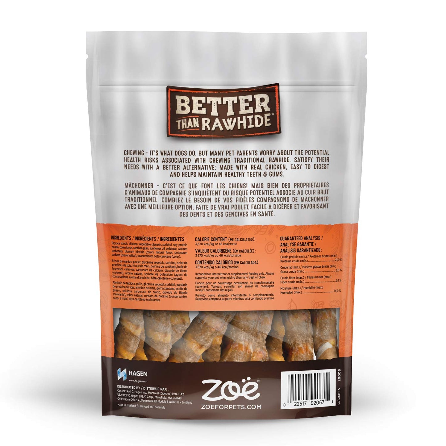 Zoe Better Than Rawhide Twists for Dogs, BBQ Chicken Flavor, 12 Pack (5.2 oz)