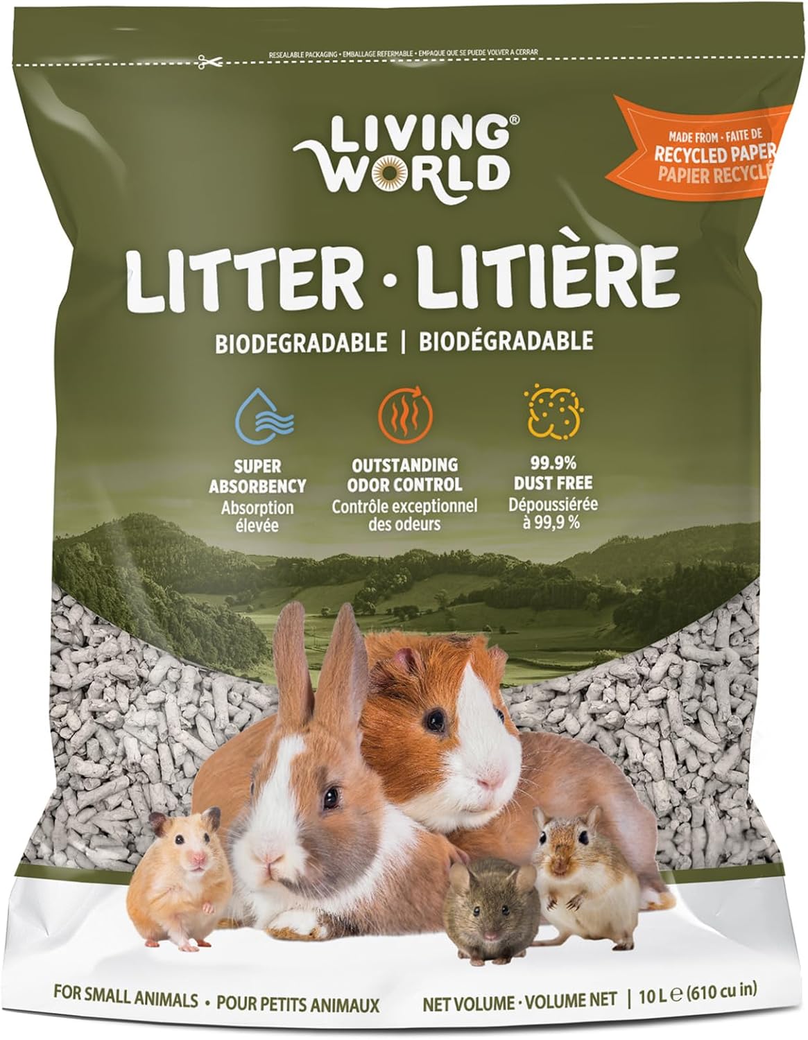 Living World 61274 Biodegradable Litter for Small Animals, 10L (610-Cubic Inch) - Furr-Reel