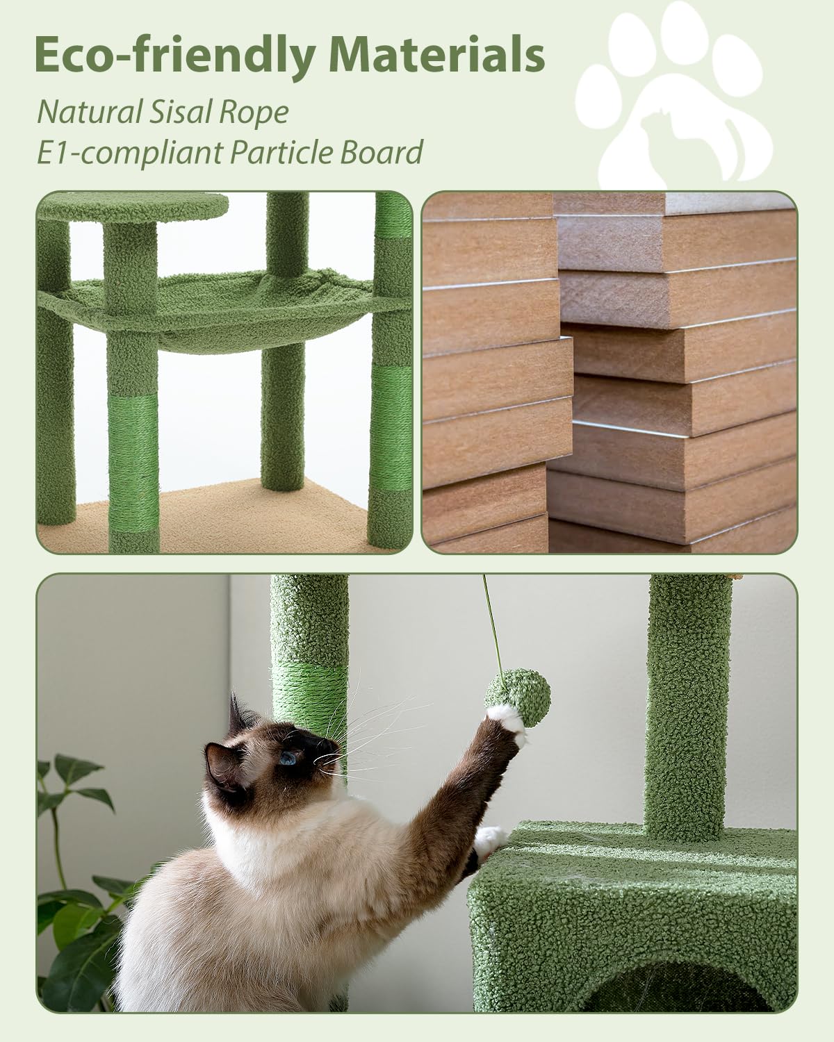 PEQULTI Cat Tree for Large Cats with Super Large Top Perch, [56.3"=143cm] Tower for Indoor Cats with Hammock and Sleeping Bag, Cat Shelves with Scratching Posts and 2 Condos Houses Grey