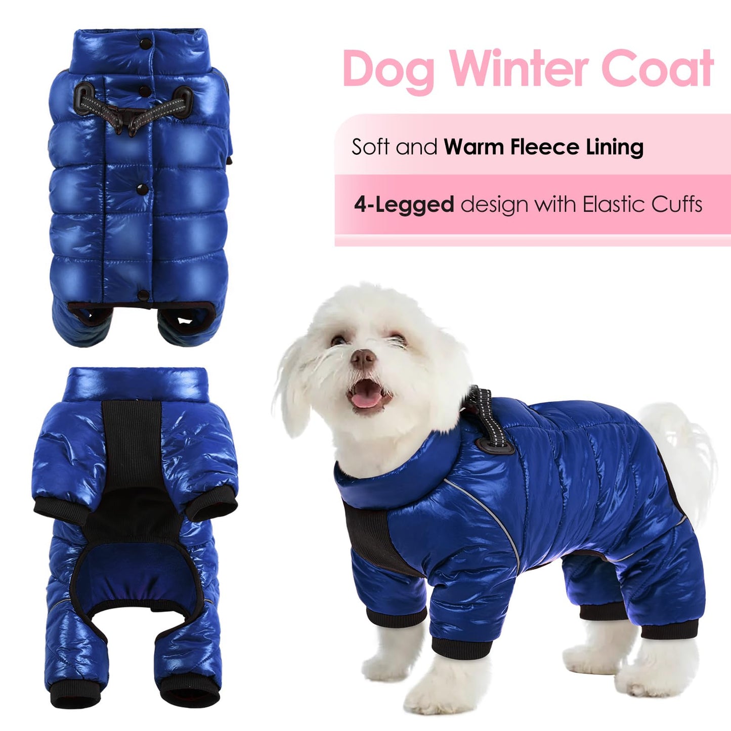 AOFITEE Dog Coat, Waterproof Dogs Jacket for Winter, Warm Fullbody Small Dog Snowsuit, Winter Coat for Small Dogs, Zip Up Pet Puffer Jacket Fleece Vest, Reflective Pet Snow Jackets, Christmas Red Furr-Reel