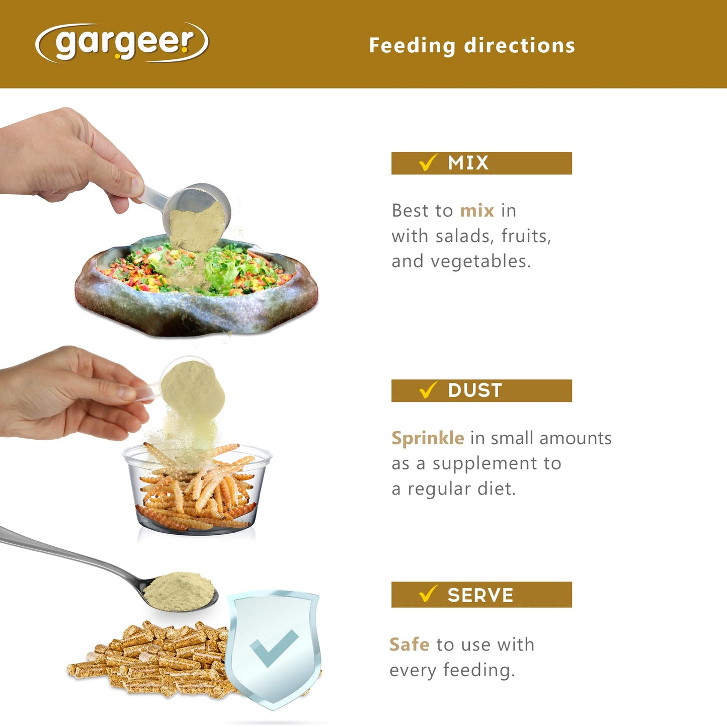 Gargeer Bearded Dragon Salad Topper: Supercharge Healthy Diet Supplement - Essential Nutrition Care Blend for Strength & Robust Immune System in Juvenile & Adult Dragons 2oz, Made in The USA. Enjoy!