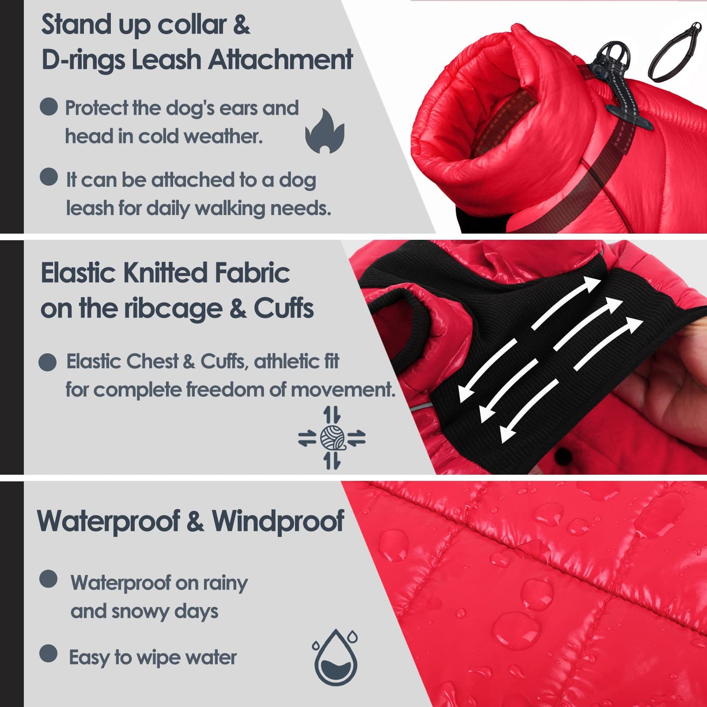 AOFITEE Dog Coat, Waterproof Dogs Jacket for Winter, Warm Fullbody Small Dog Snowsuit, Winter Coat for Small Dogs, Zip Up Pet Puffer Jacket Fleece Vest, Reflective Pet Snow Jackets, Christmas Red Furr-Reel
