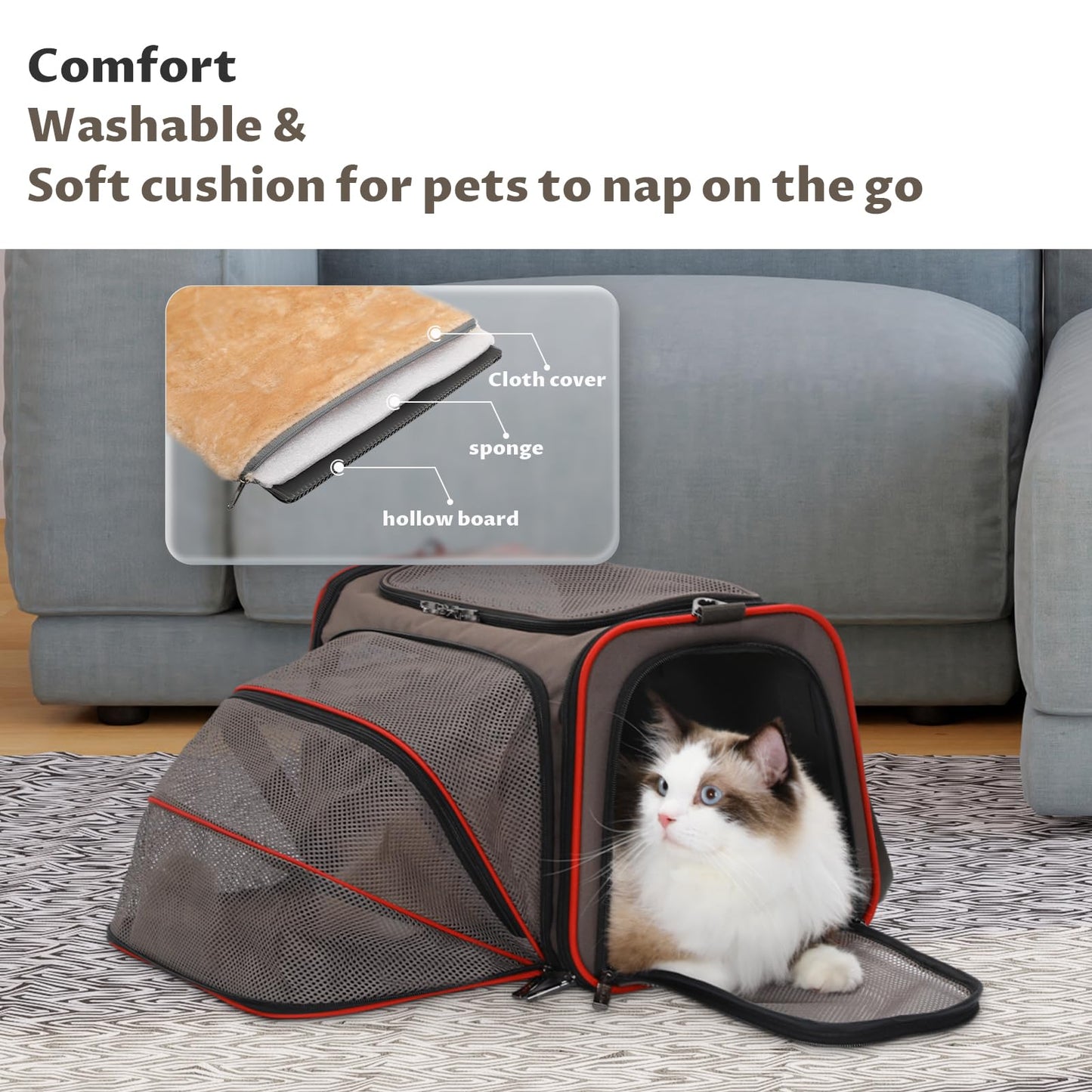 Petsfit Rabbit Carrier Bunny Carriers, Airline Approved Soft-Sided Pet Carrier for Guinea Pig/Cat/Dog/Kittens/Puppy, 16"x 10"x 9"