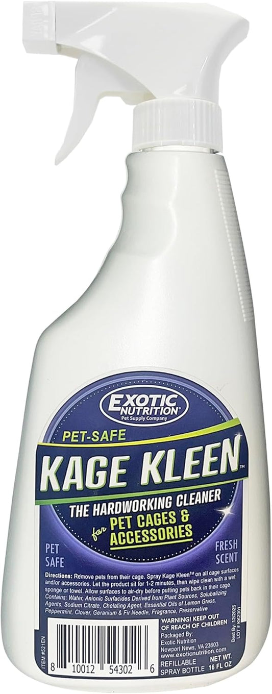 Kage Kleen 16 oz. - 100% Natural, Eco-Friendly, Pet-Safe, Multi-Surface Cleaning Spray for Cages & Accessories