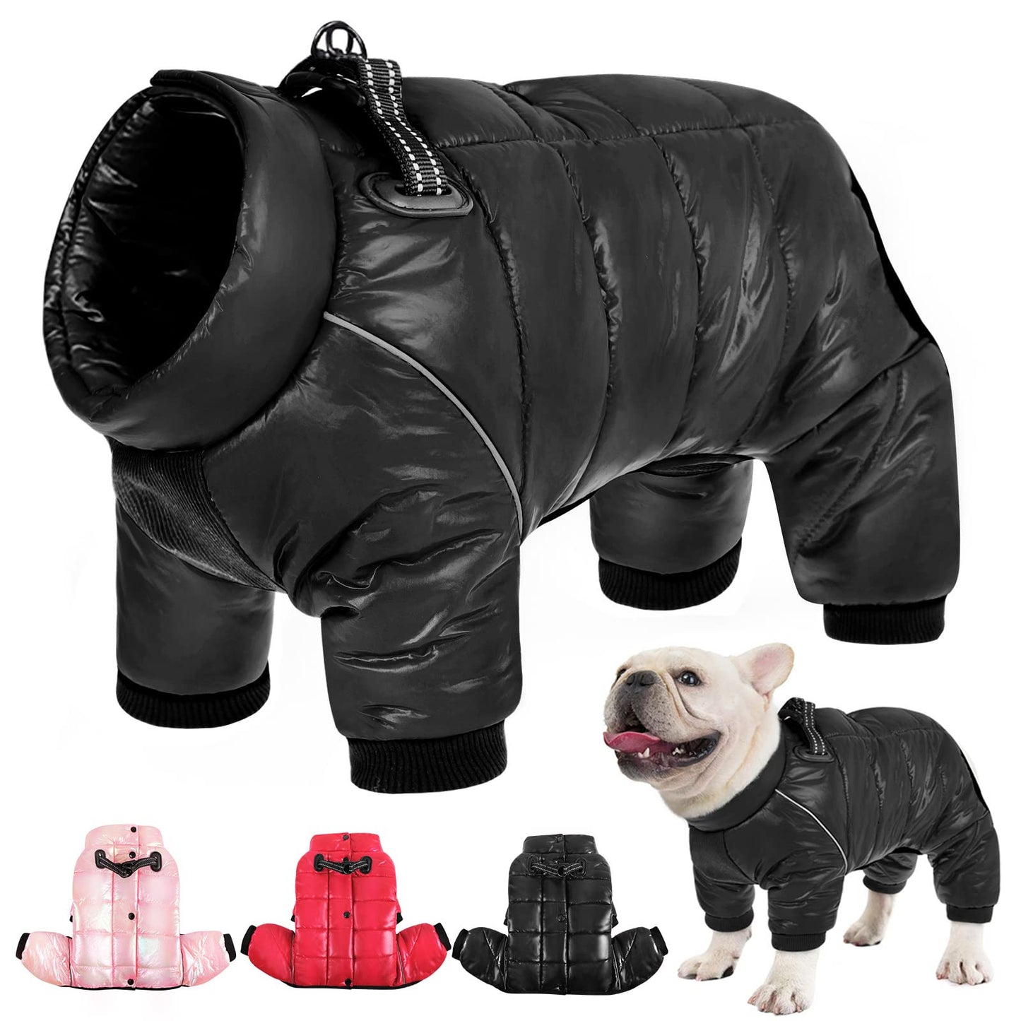 AOFITEE Dog Coat, Waterproof Dogs Jacket for Winter, Warm Fullbody Small Dog Snowsuit, Winter Coat for Small Dogs, Zip Up Pet Puffer Jacket Fleece Vest, Reflective Pet Snow Jackets, Christmas Red Furr-Reel