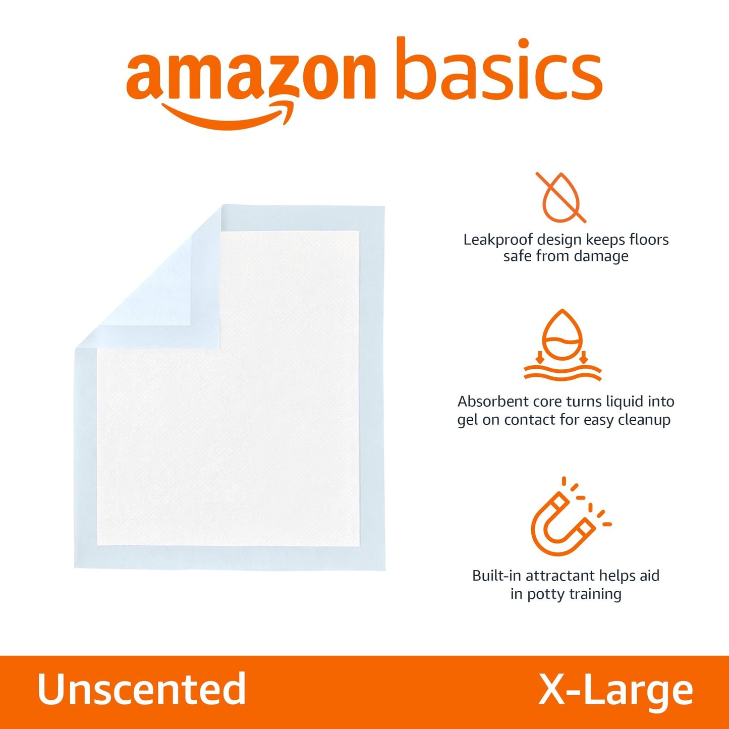 Amazon Basics Dog and Puppy Pads, Leak-Proof 5-Layer Pee Pads with Quick-Dry Surface for Potty Training, Regular (22 x 22 Inches) - Pack of 100