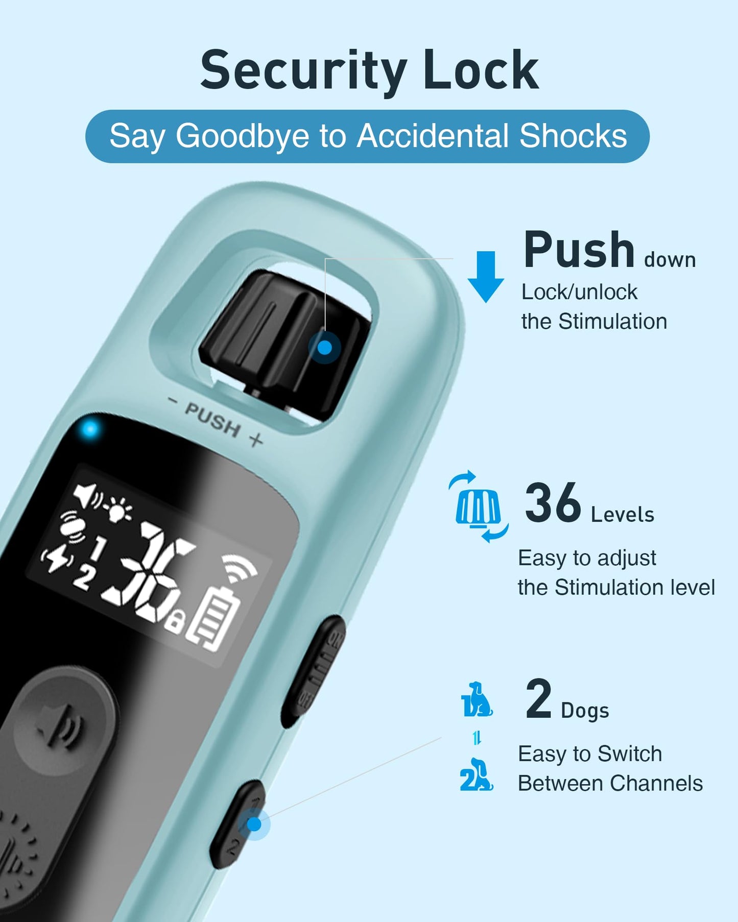 ABBIDOT 3300 Ft Dog Training Collar with Remote - [New Version] Shock Collar, 5 Training Modes, 88 Levels e Collar, Waterproof Training Collar for Small Medium Large Dogs(15~120 lbs)